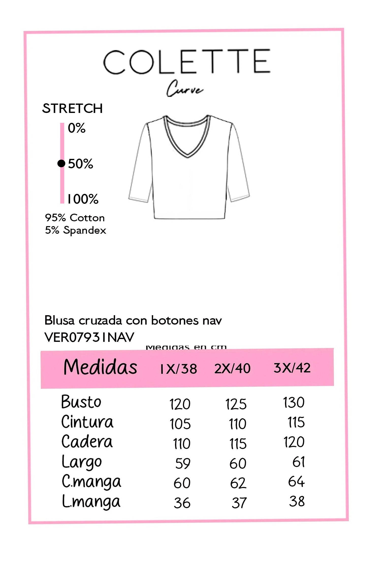 Blusa Cruzada con Botón Curvy Navy