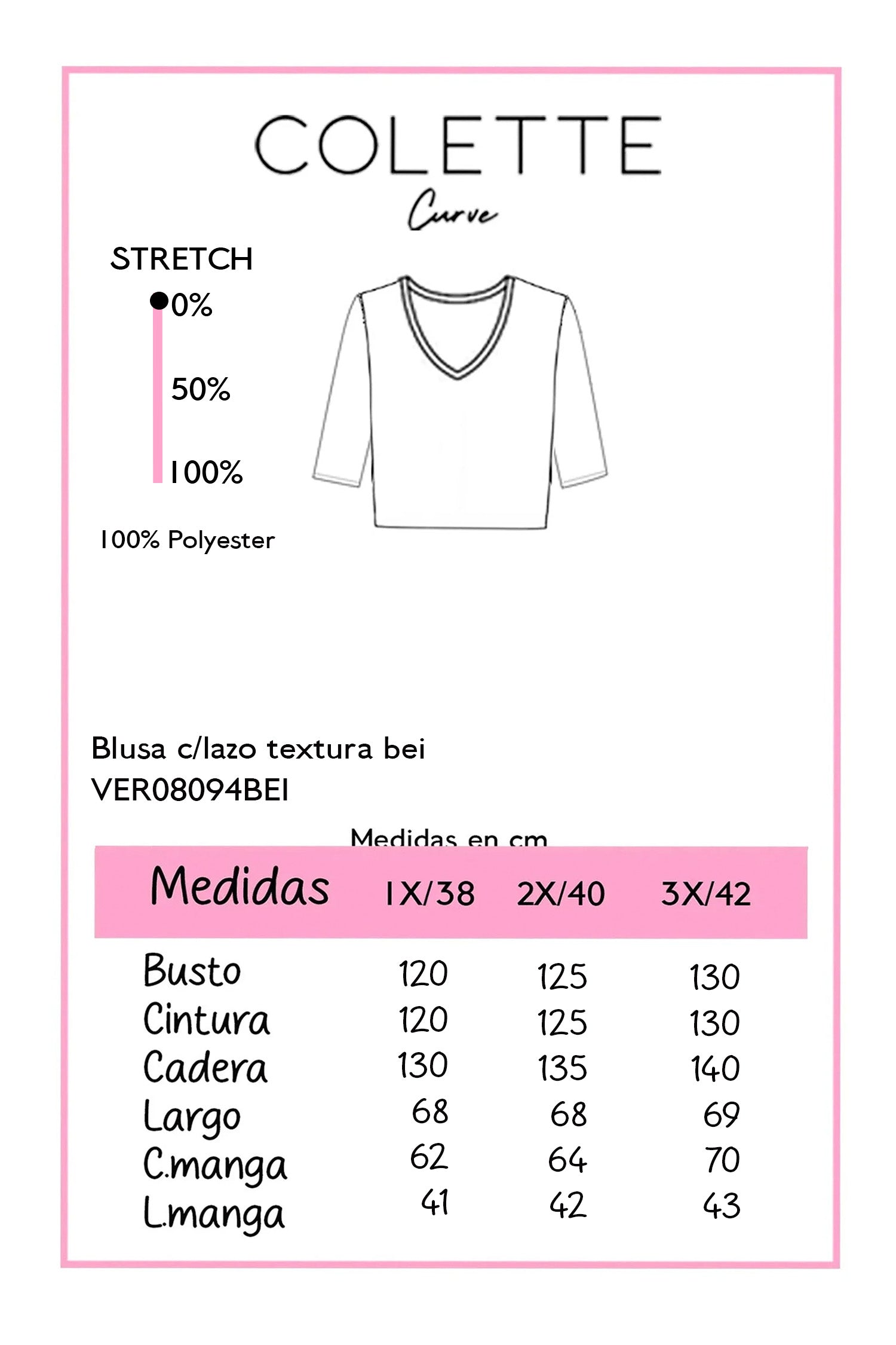 Chart de medidas VER08094NEG