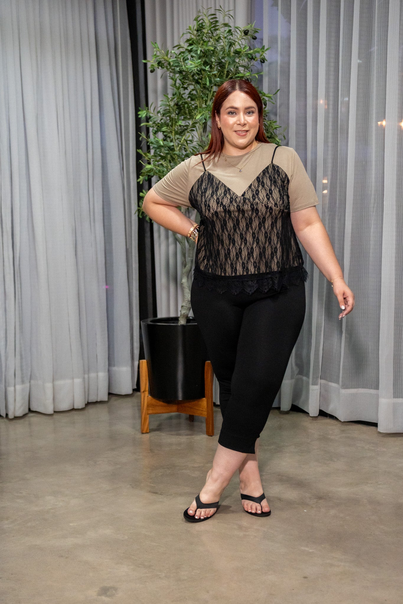 Blusa con Corset de Encaje Curvy Cafe