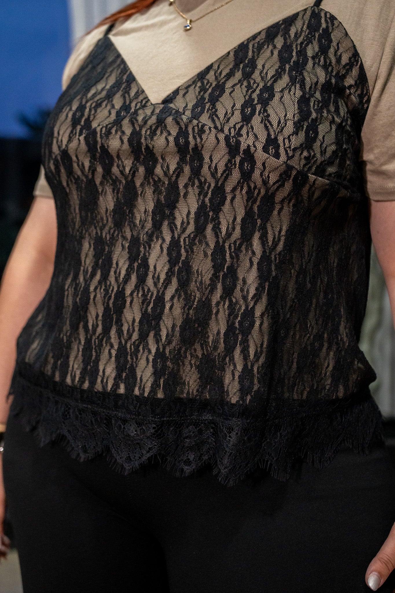 Blusa con Corset de Encaje Curvy Cafe