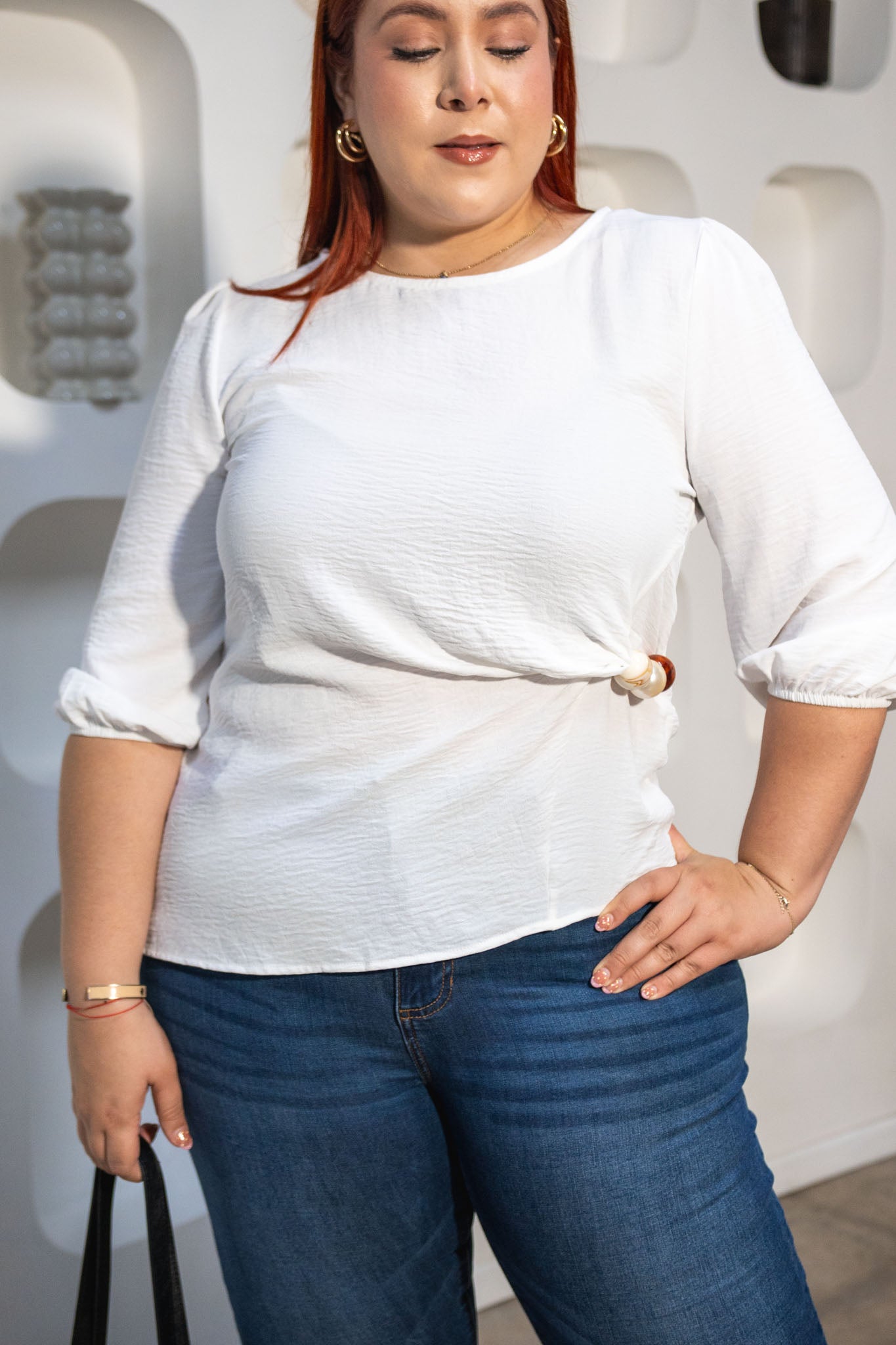 Blusa Lisa Detalle Carey Curvy Blanca