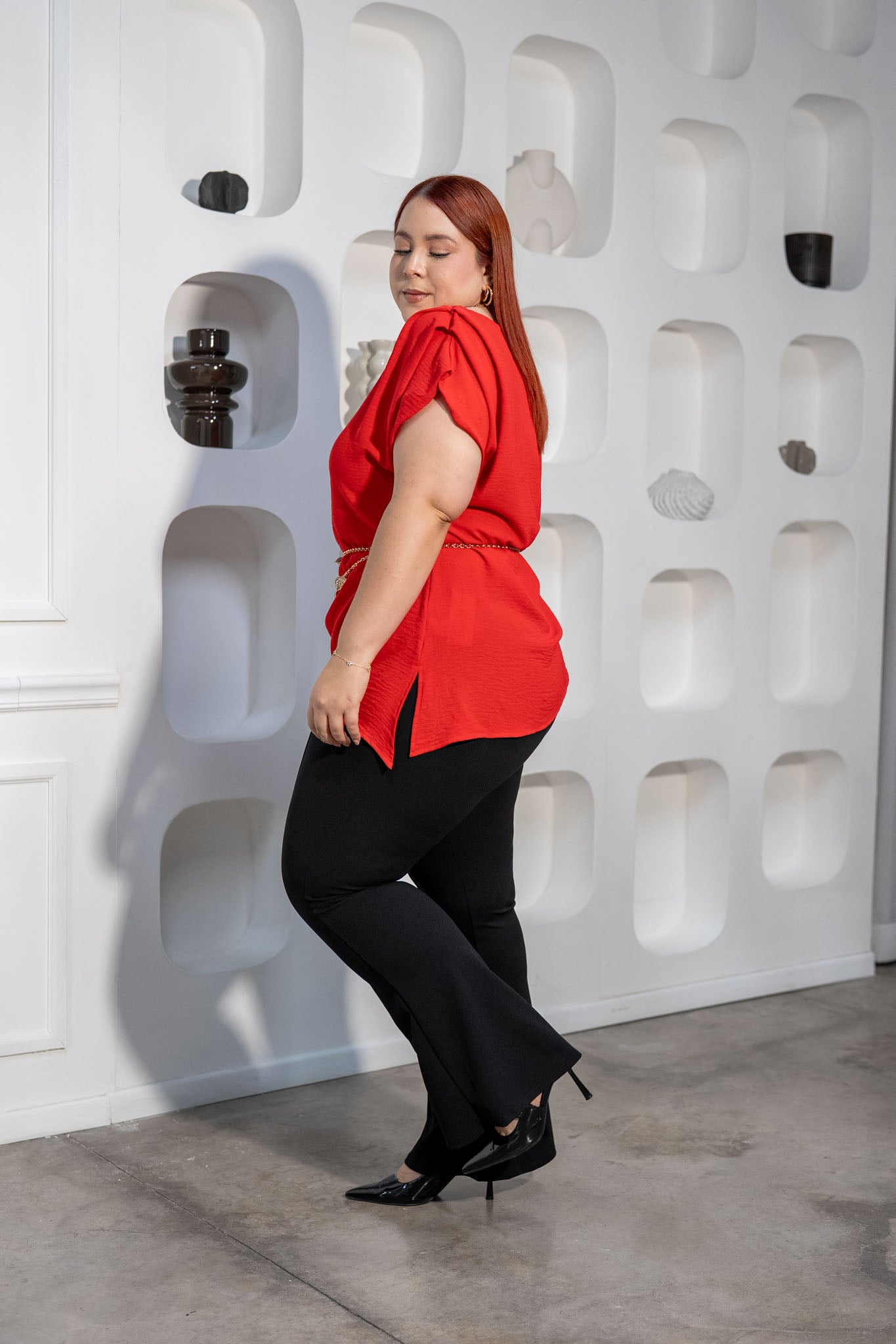 Blusa Asimétrica Curvy Roja