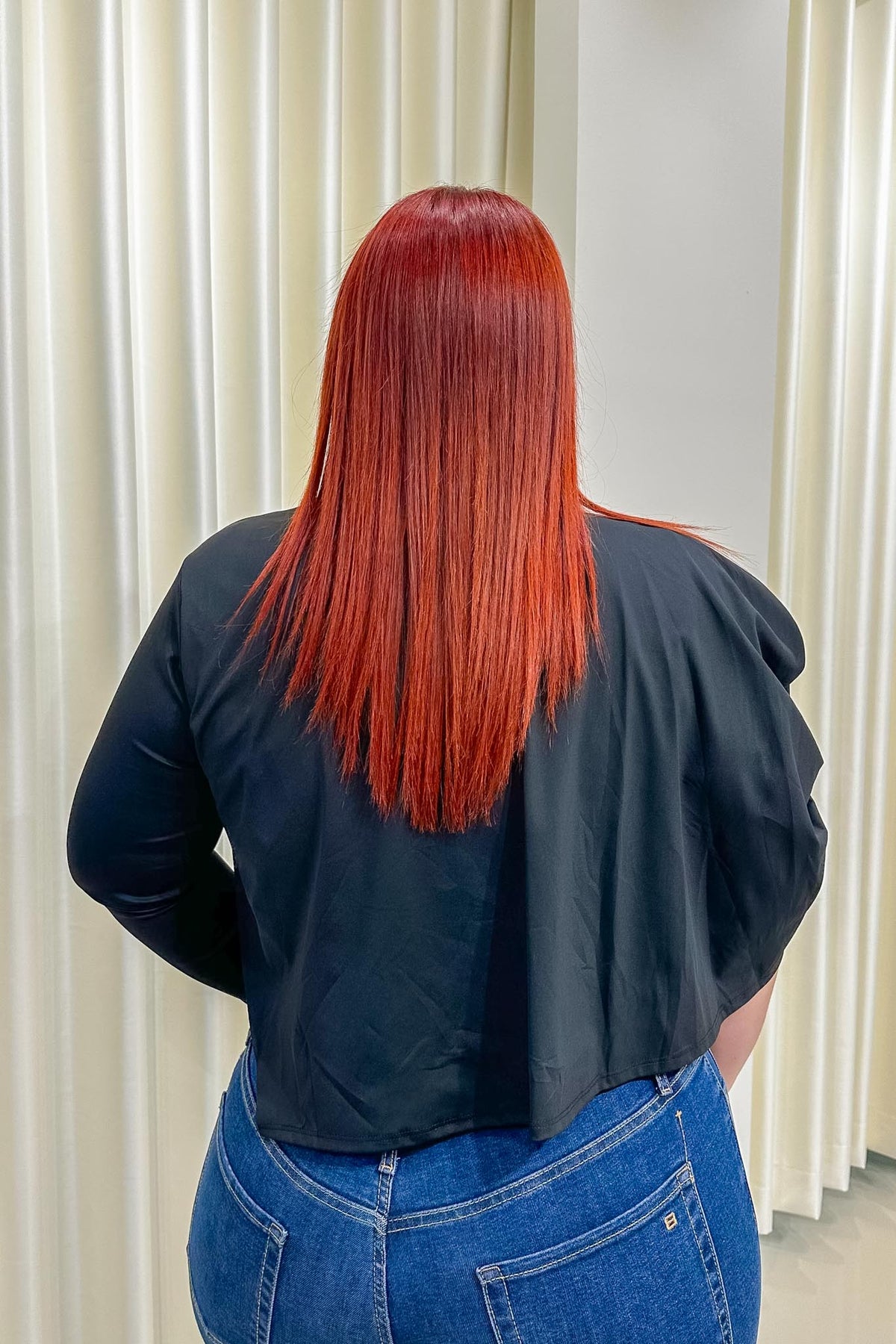 Blusa Curvy Satín Capa Drapeada Negro