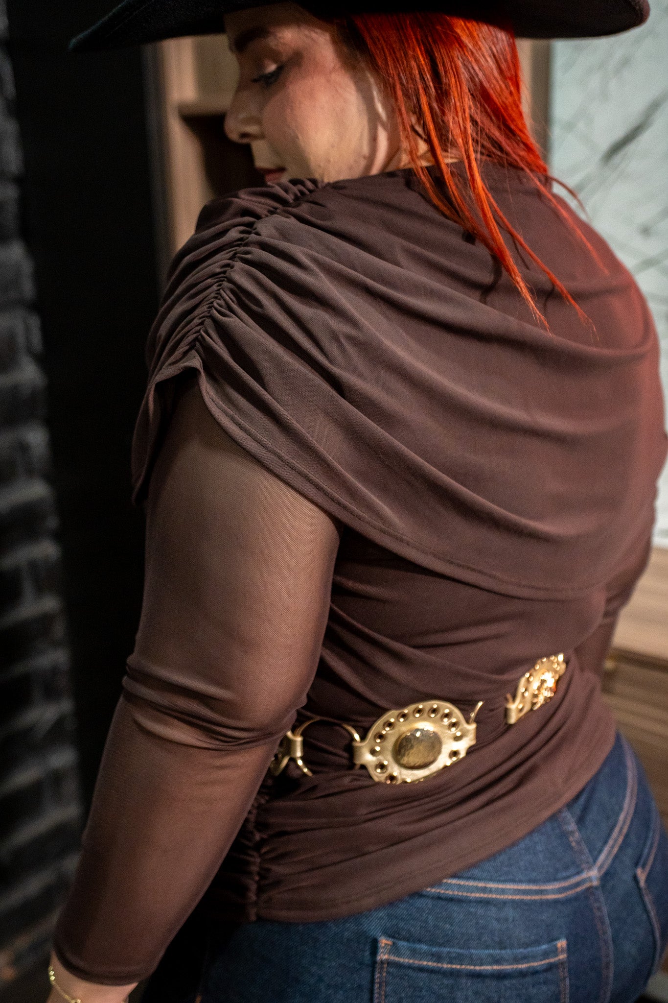 Blusa Mesh con Capas Curvy Cafe
