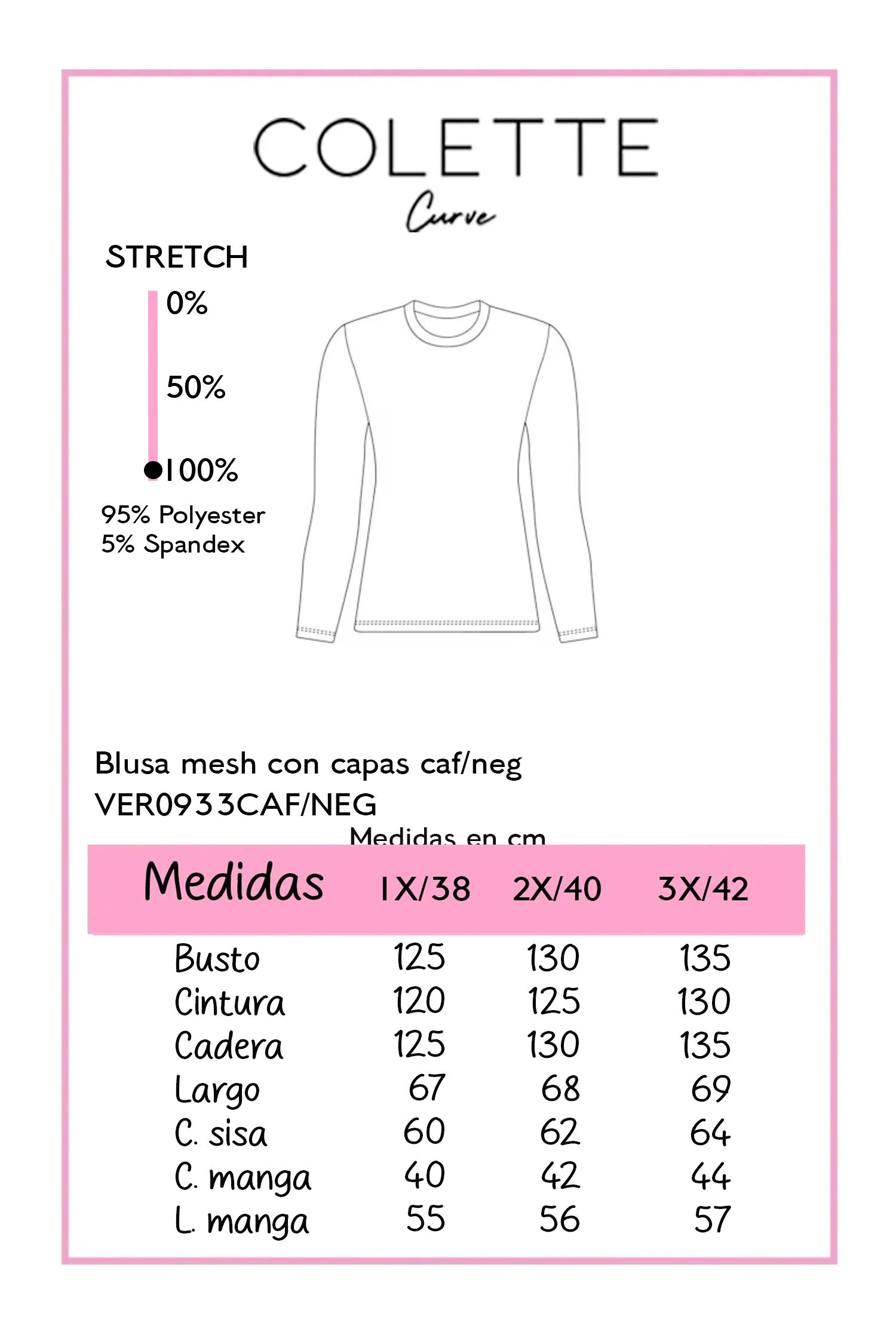 Blusa Mesh con Capas Curvy Negro
