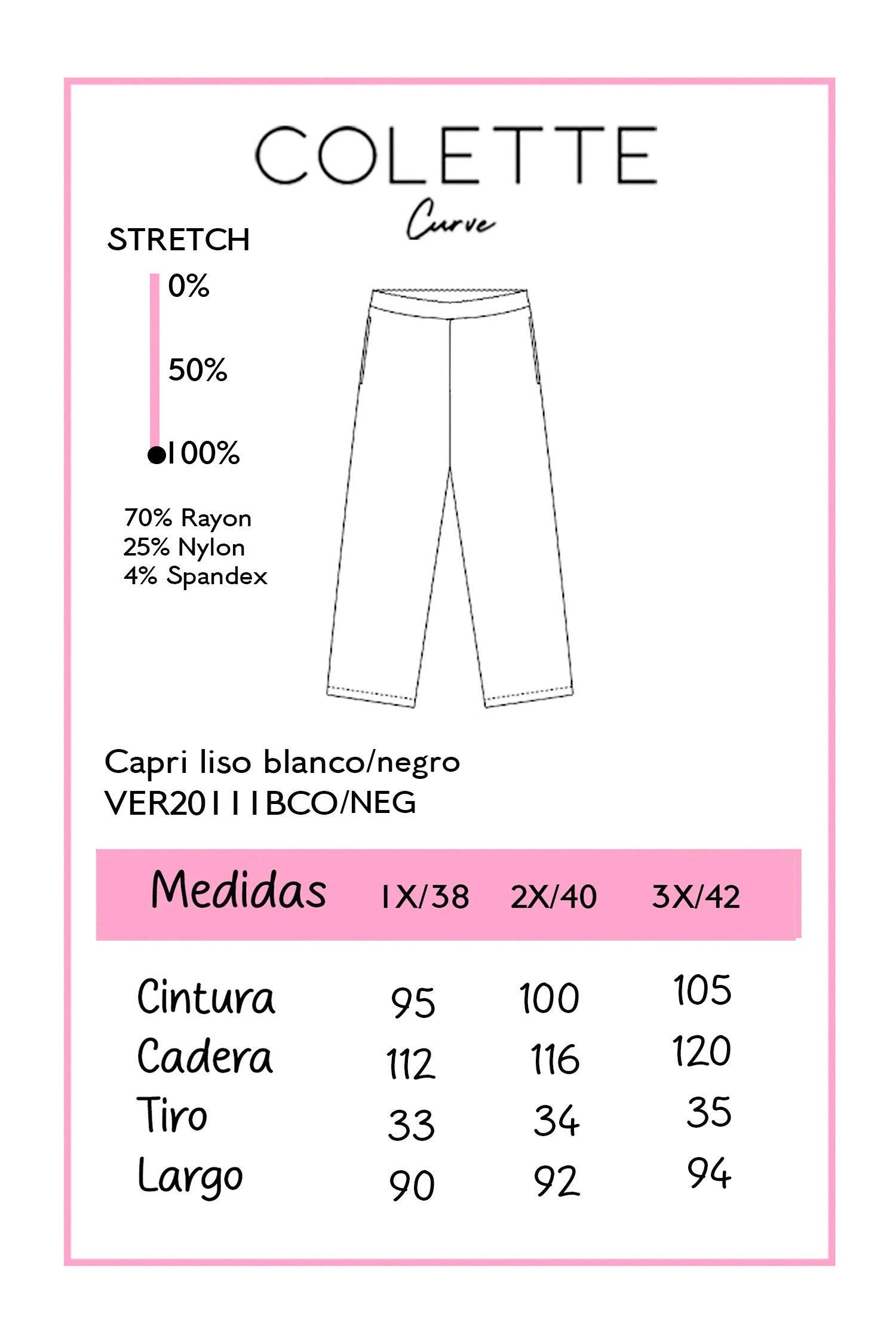Chart de medidas VER20111NEG