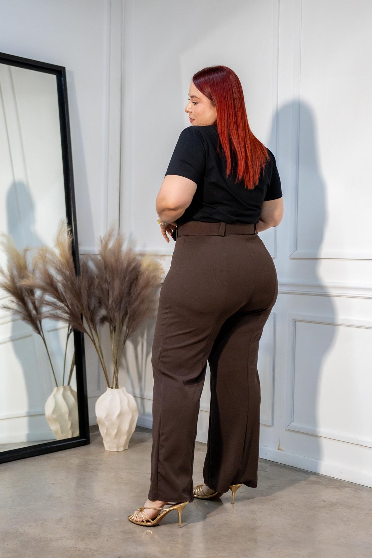 Pantalón Curvy Ancho Cinto Moka