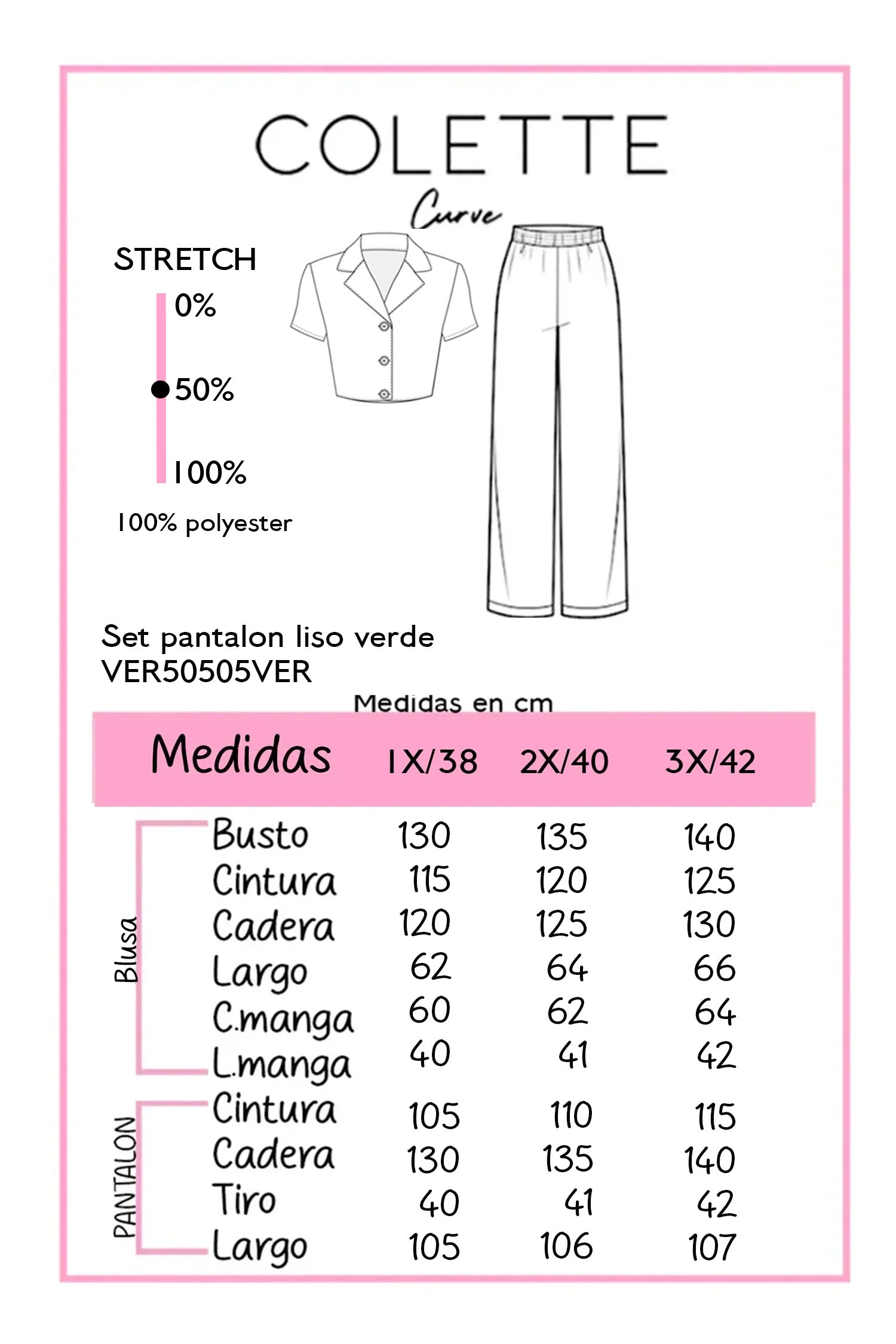 Tabla de medidas VER50505VER
