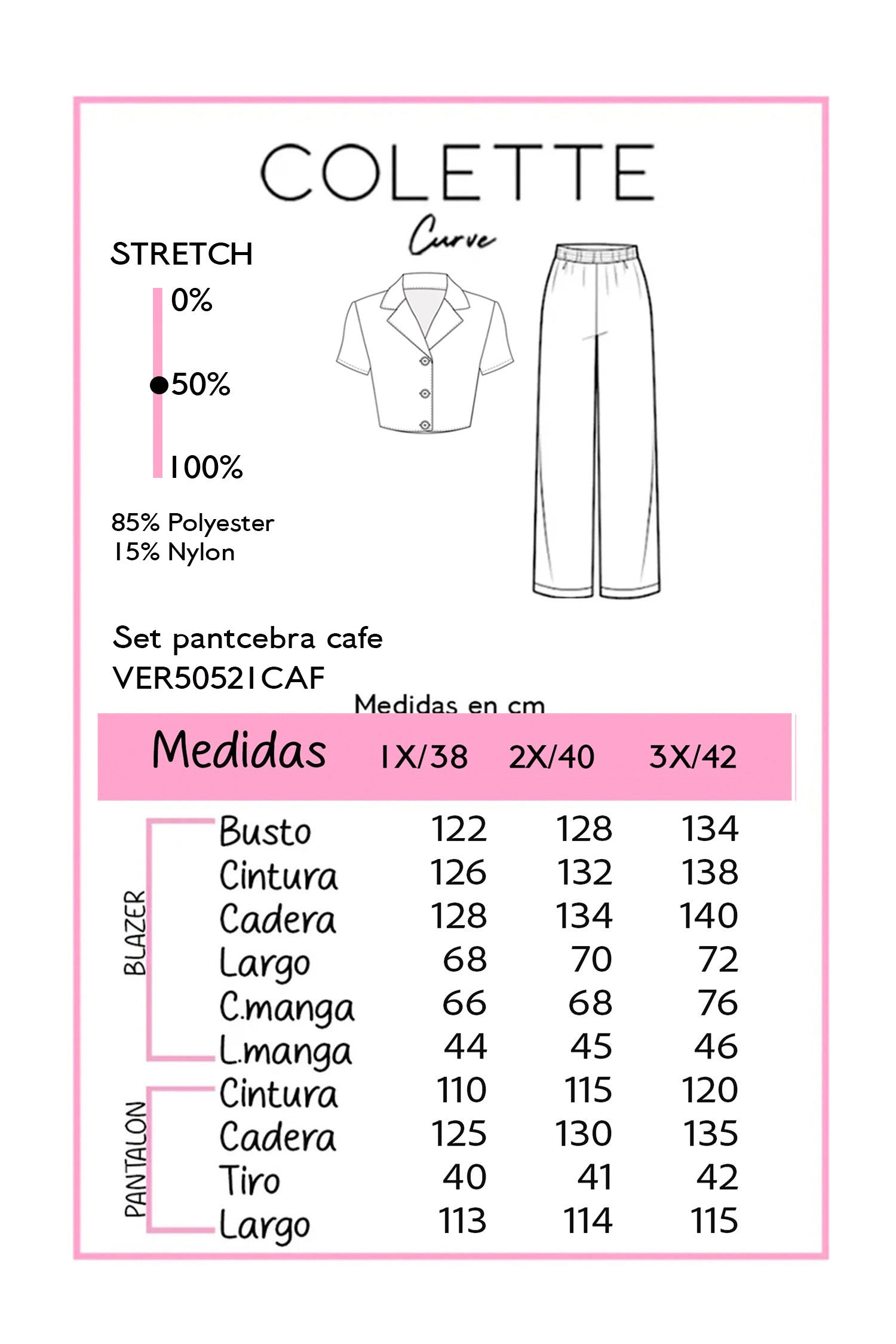 Chart de medidas VER50521CAF