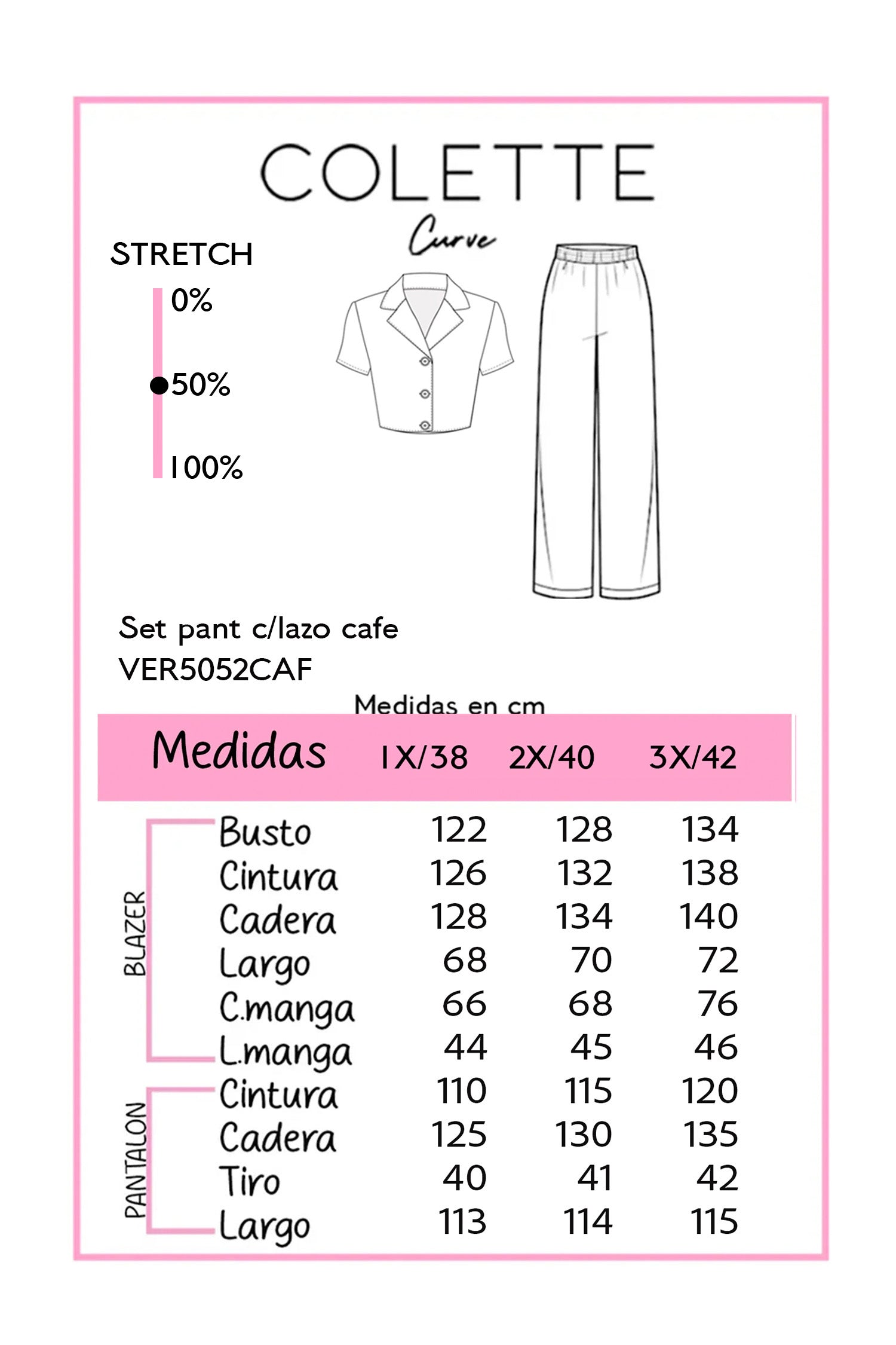 Chart de medidas VER5052CAF