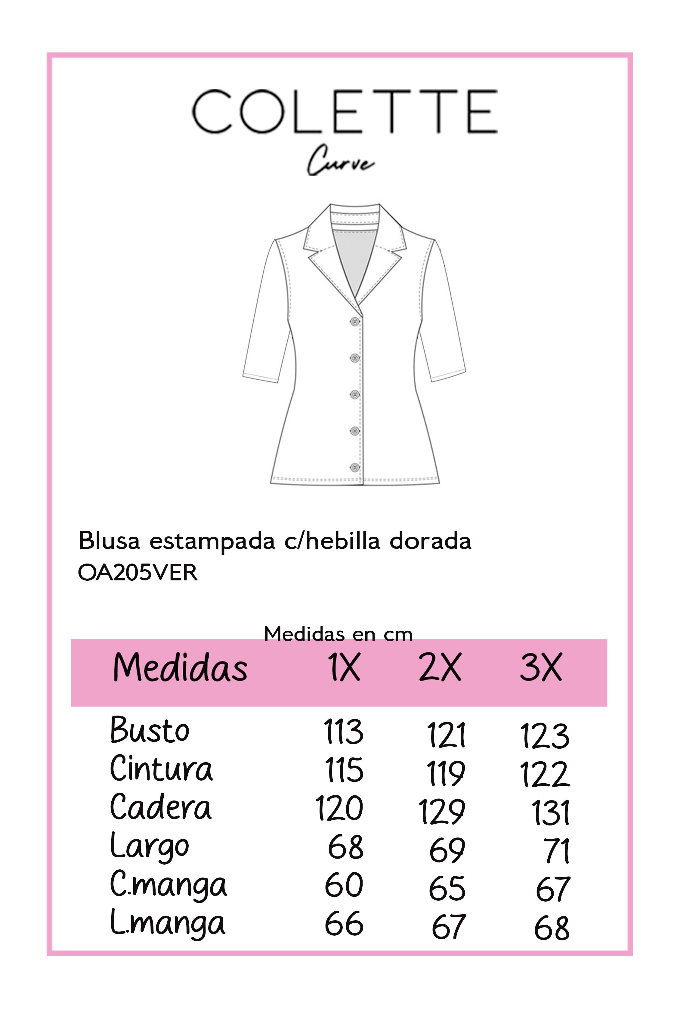 Blusa estampada c/hebilla dorada