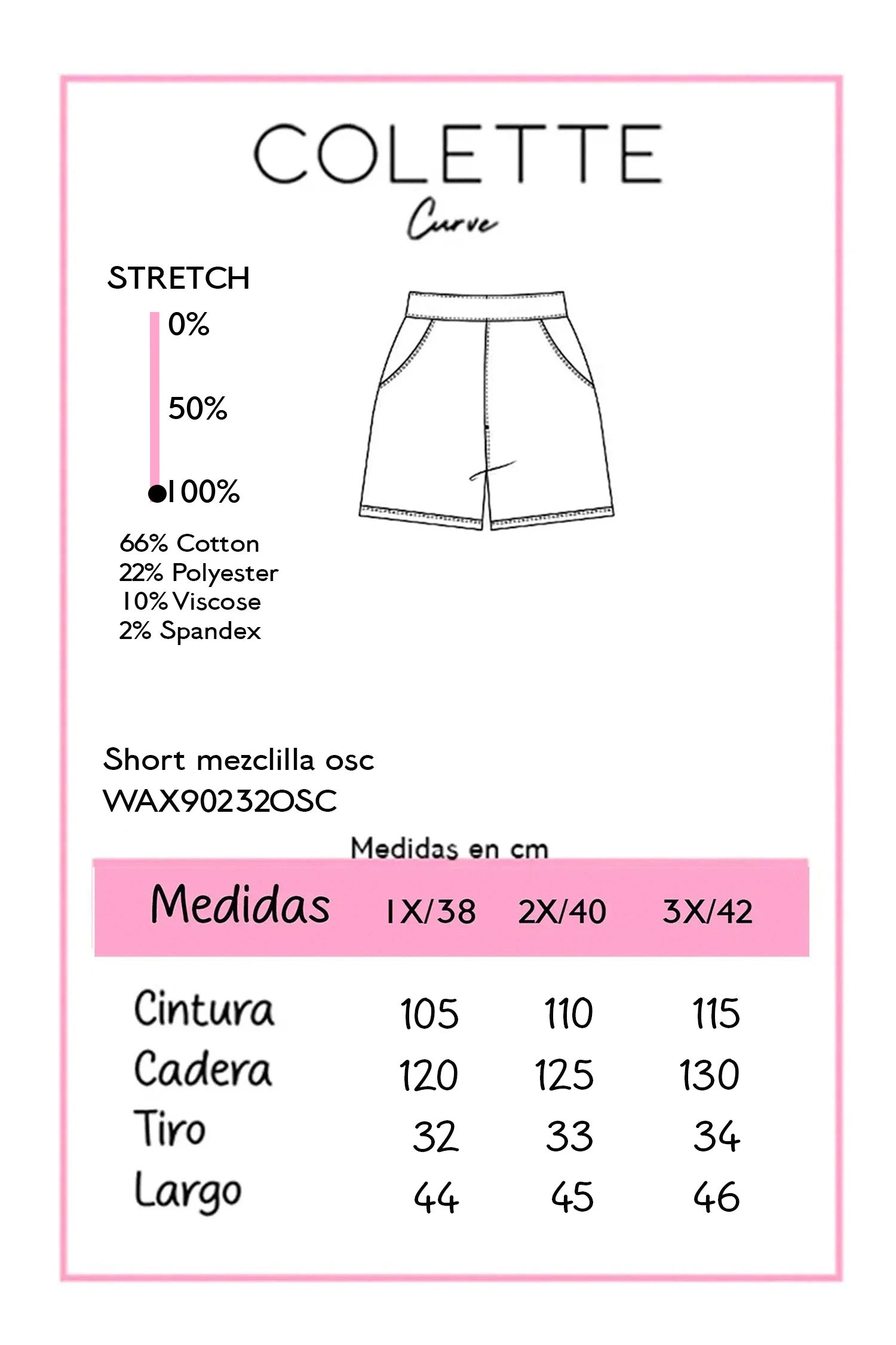 Short Curvy Mezclilla Bolsas, Cintura Alta Azul Denim Oscuro