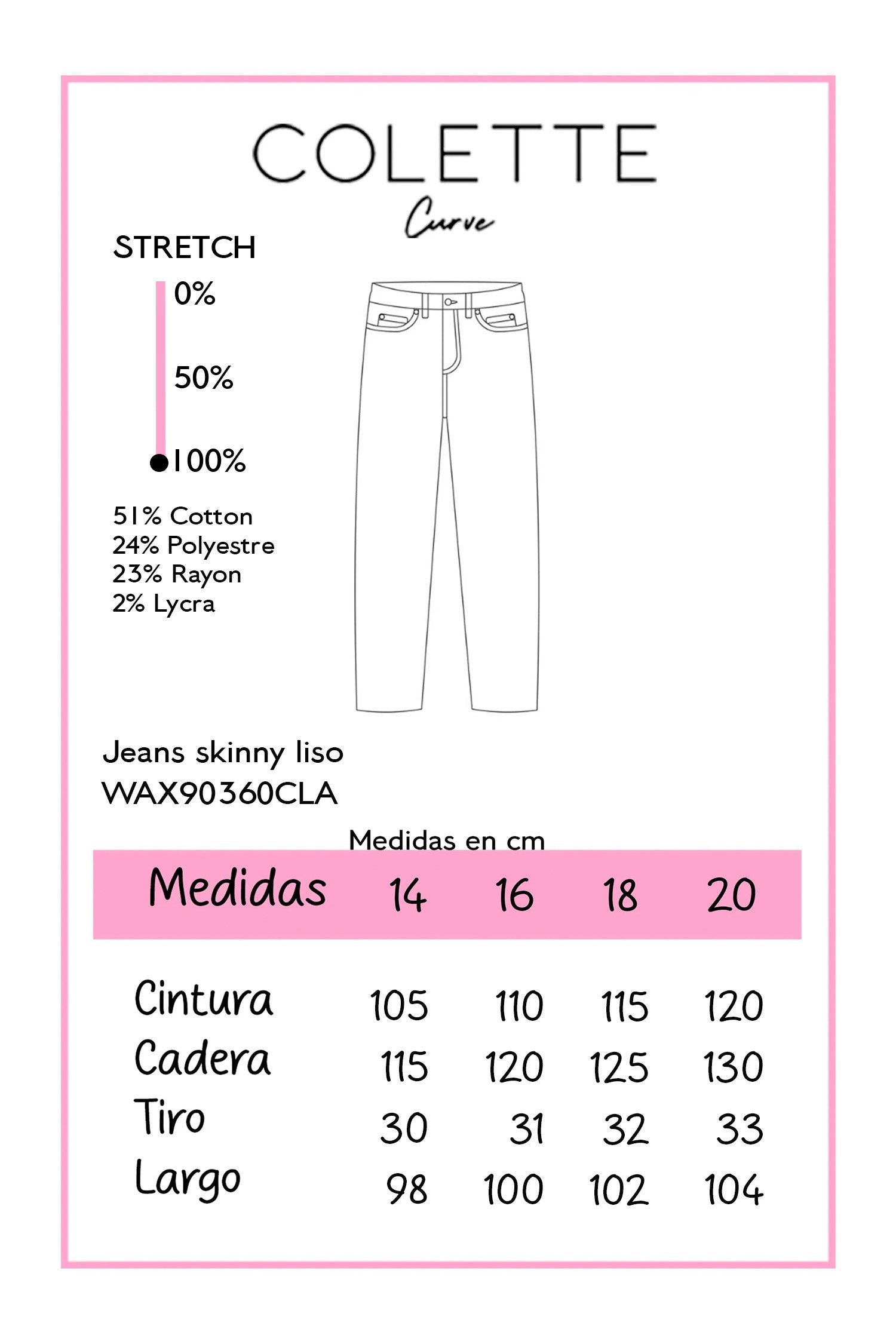 Tabla de medidas WAX90360CLA