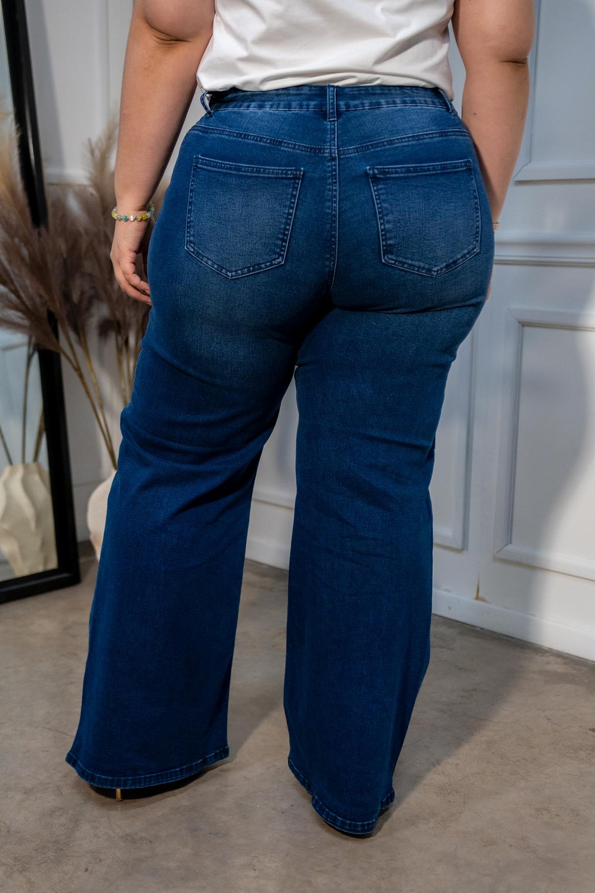 Jeans Curvy Wide Leg Liso Oscuro