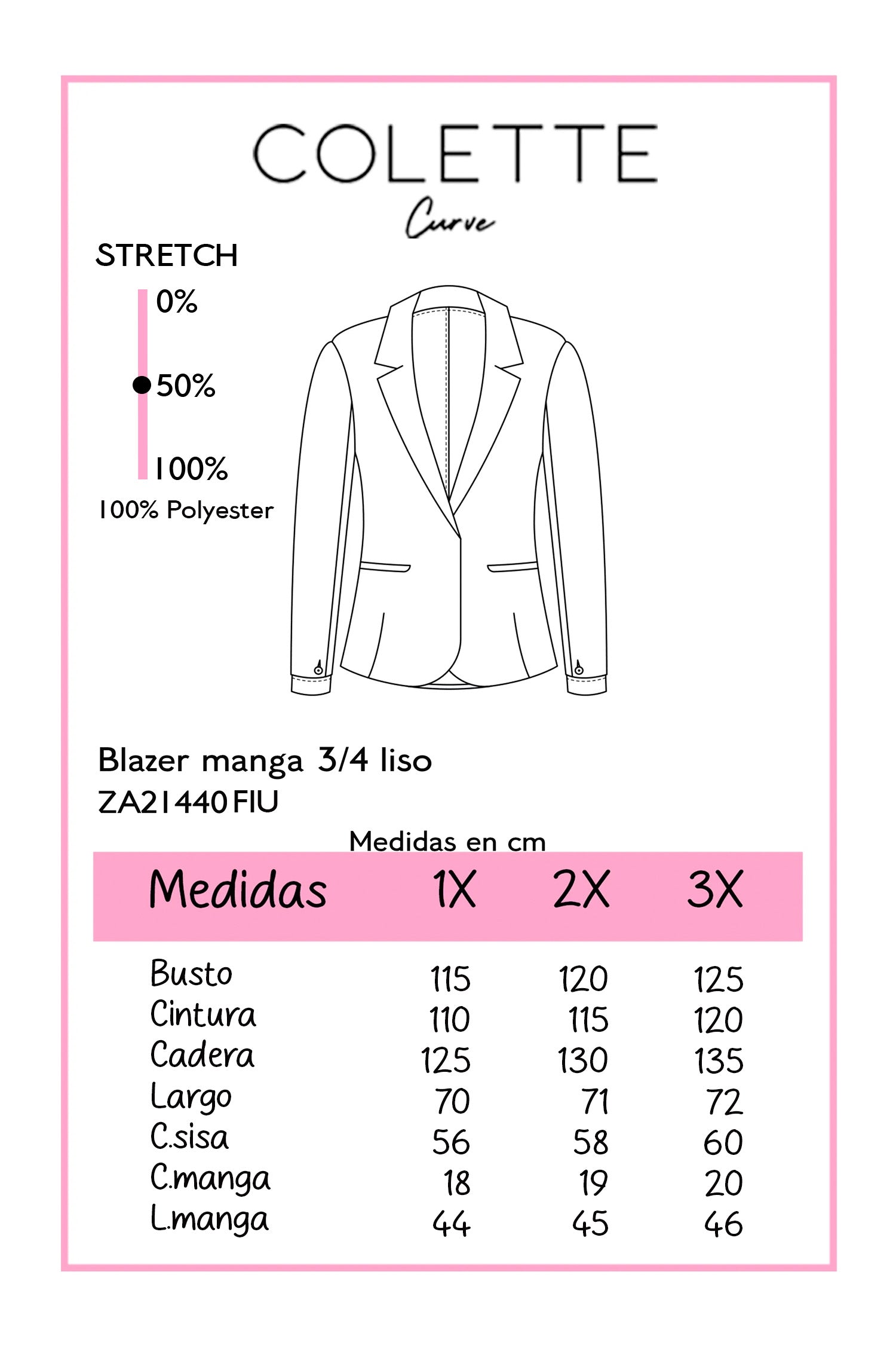 Blazer Curvy Elegante Oficina Forro Stretch Relajado