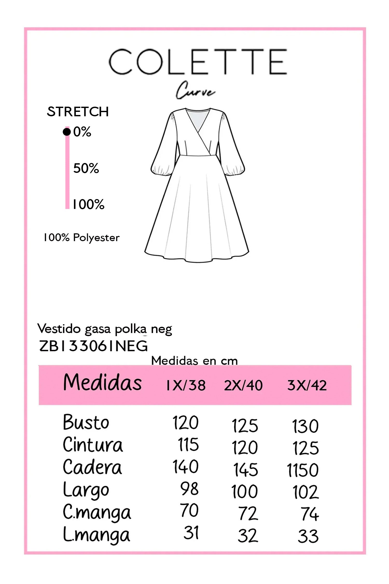 Vestido Gasa Polka Curvy Blanco con Puntos Negros