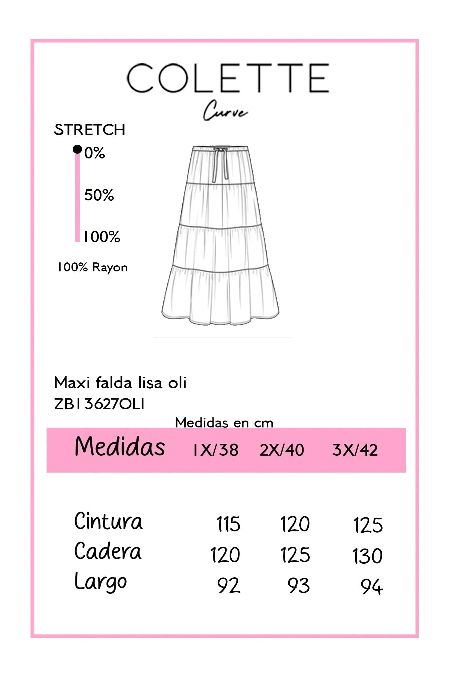 Maxi Falda Curvy Con Volados Verde Olivo