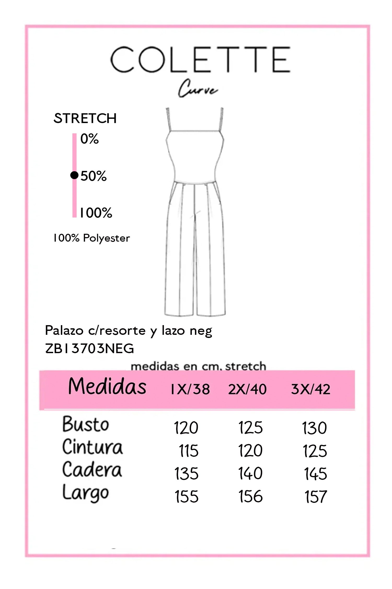 Palazzo liso negro curvy con strech
