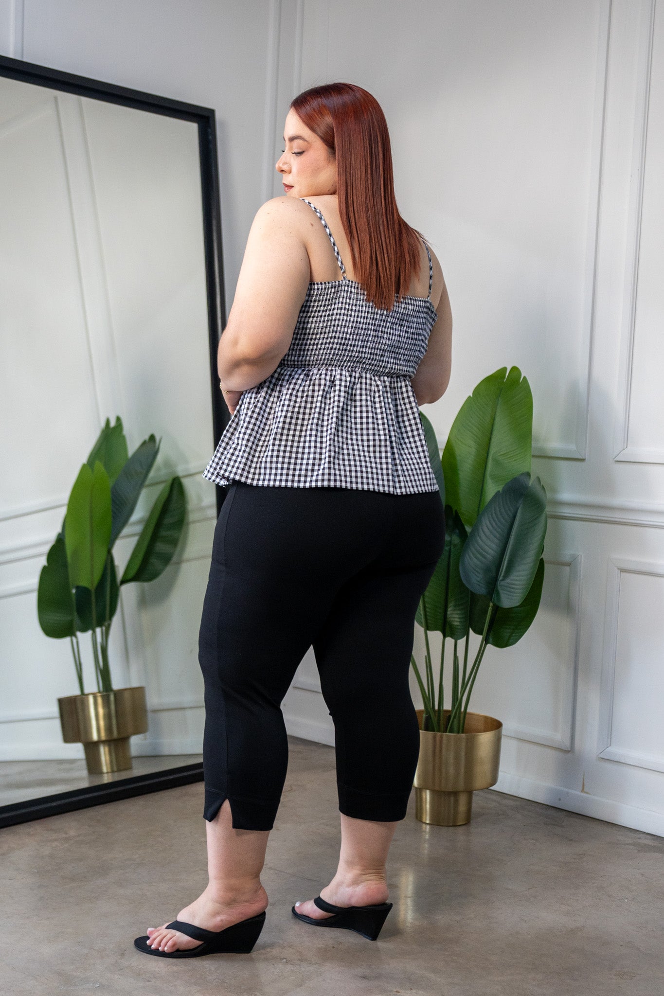 Pantalon Capri Curvy Stretch Ajustado Cintura Alta Negro