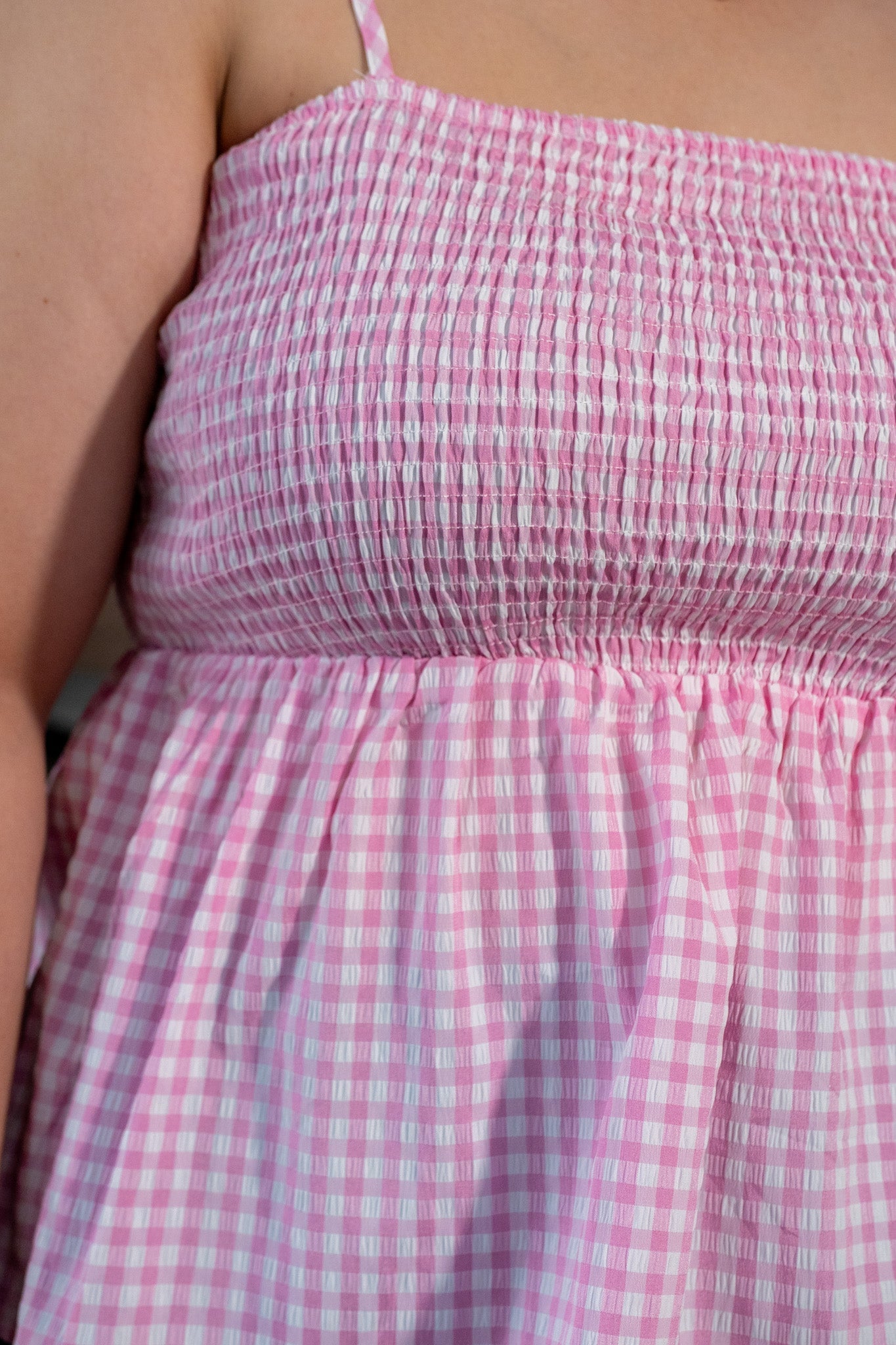 Blusa Curvy Tirantes Print Cuadros Rosa