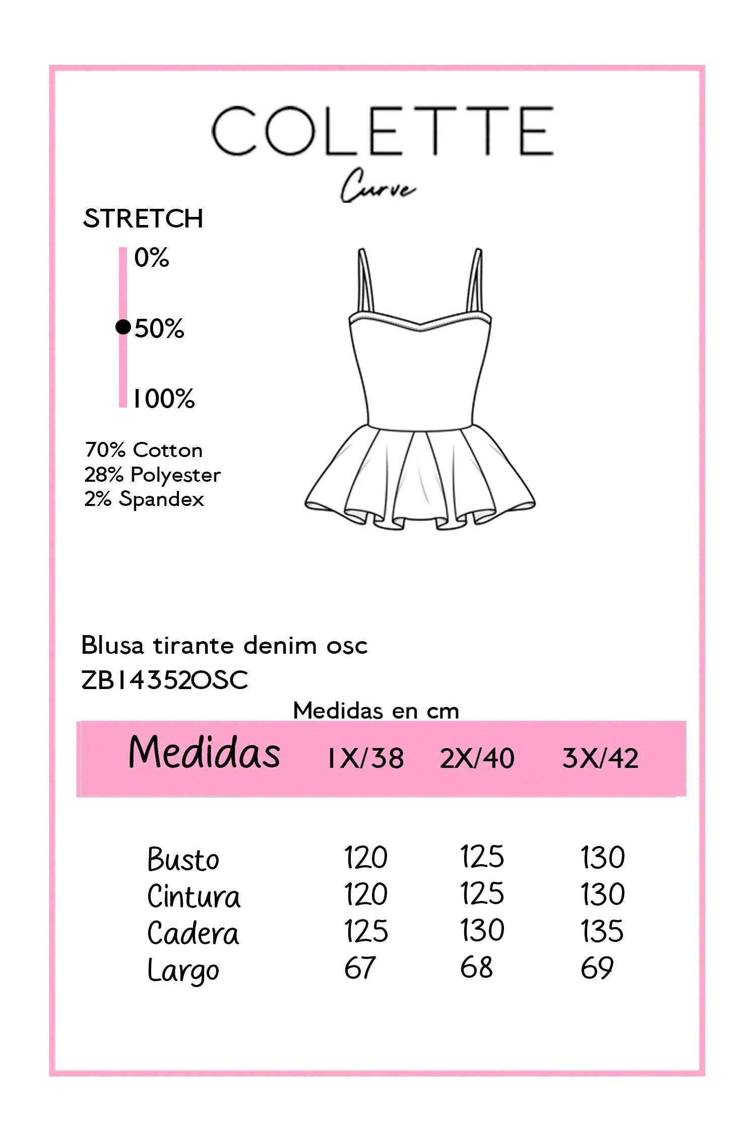 Blusa Tirantes Denim Curvy Oscuro