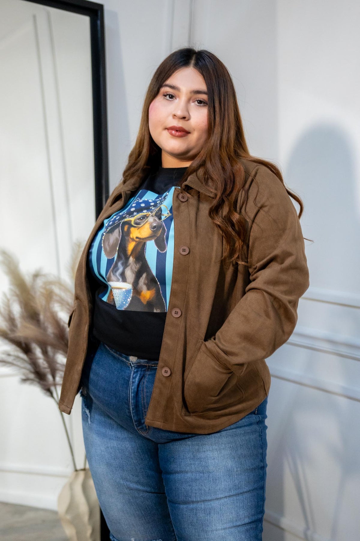 Jacket Curvy Lisa Gamuza Café