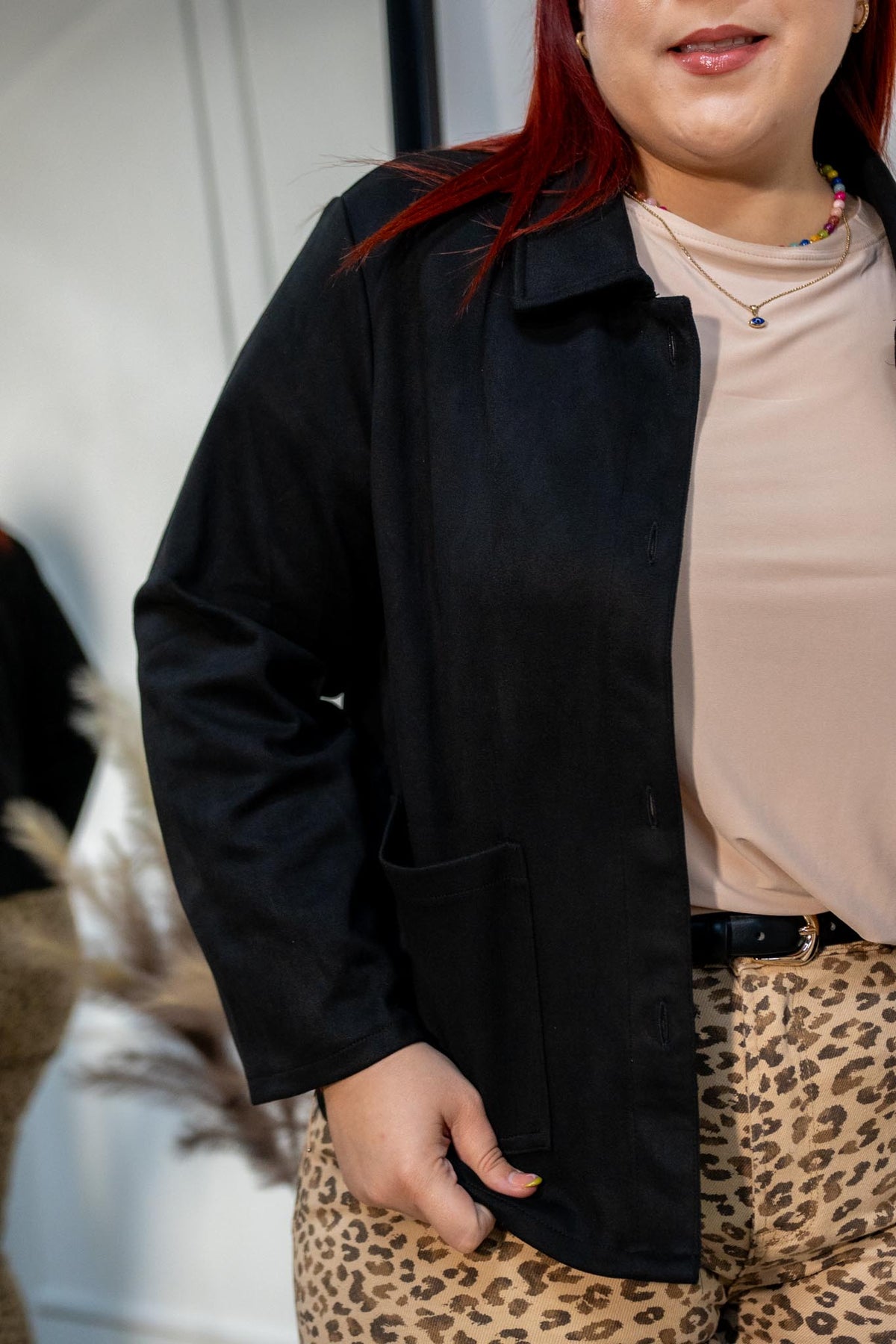 Jacket Curvy Lisa Gamuza Negra