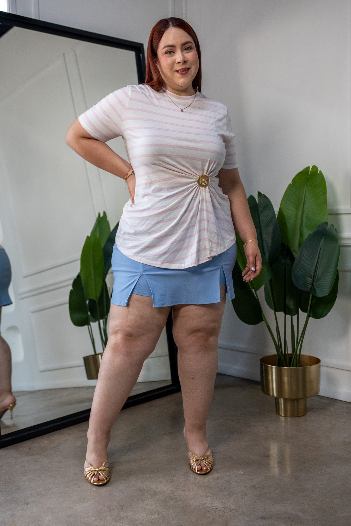 Short Falda Curvy Cruzado Azul