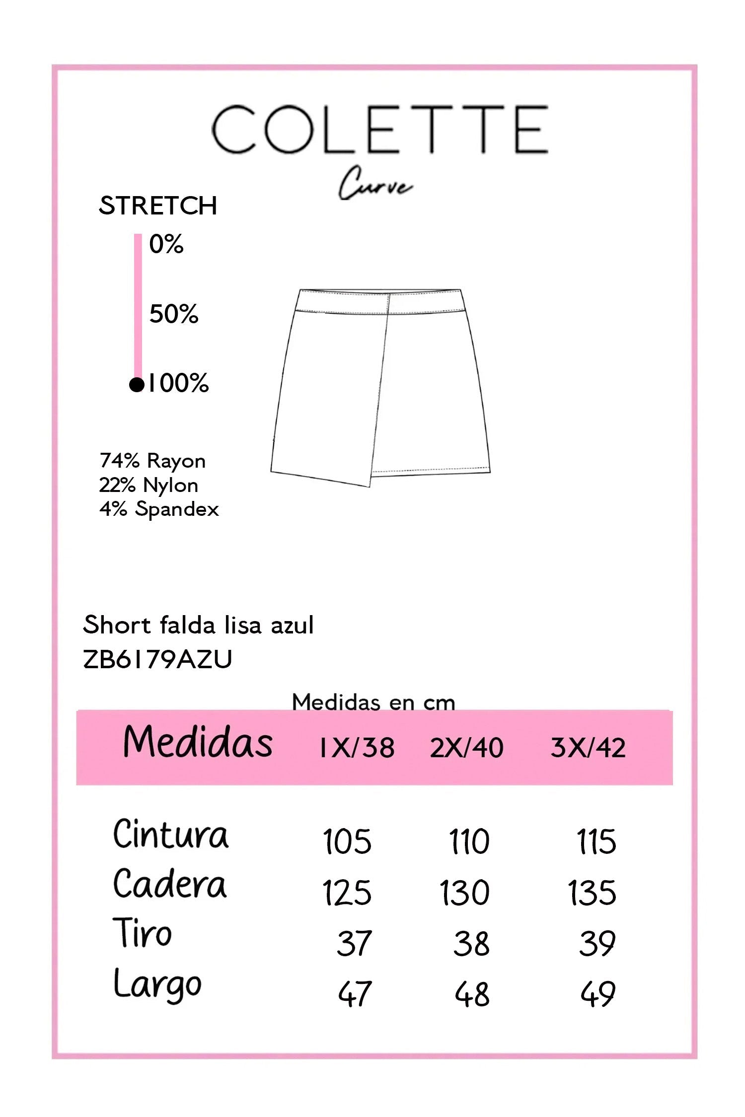 Short Falda Curvy Cruzado Azul