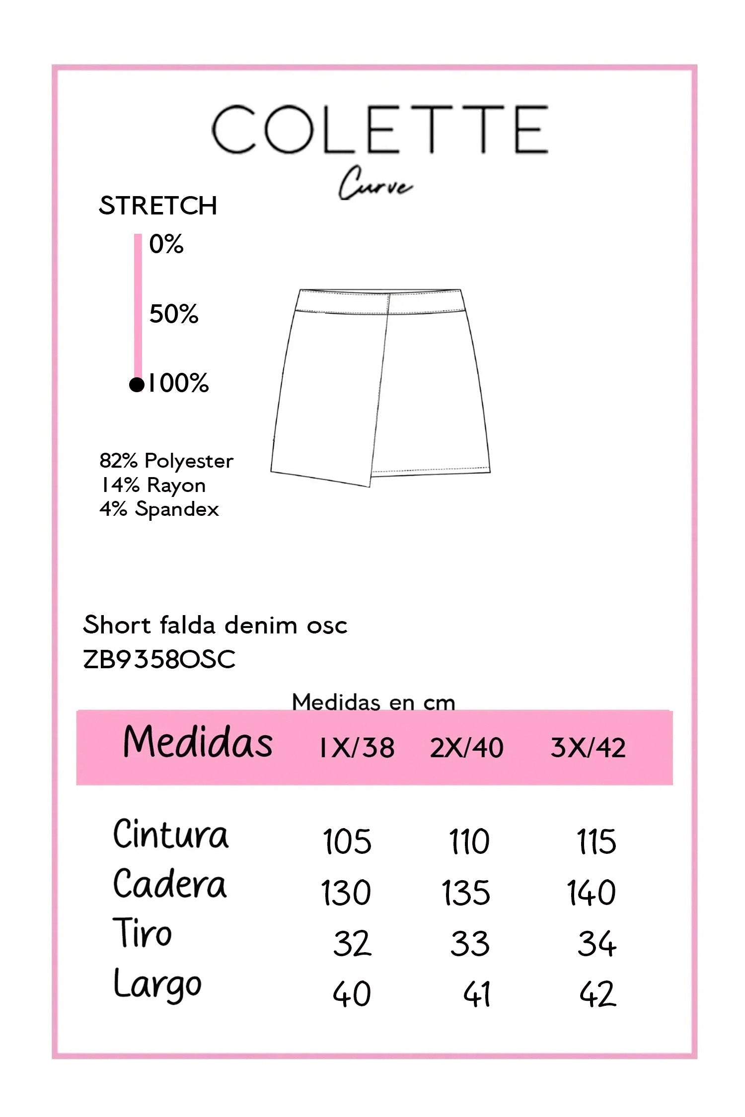 Short Falda Curvy Denim Cruzado Oscuro