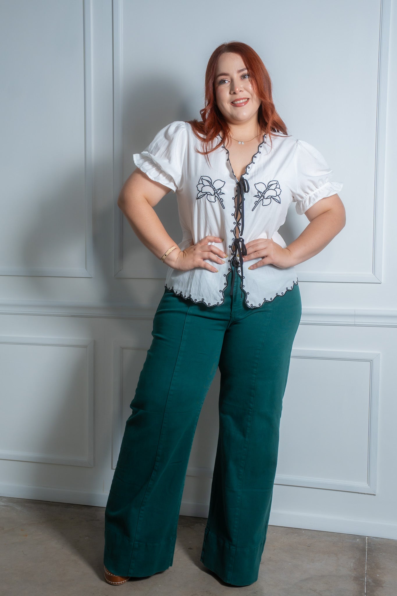 Jeans wide leg verde