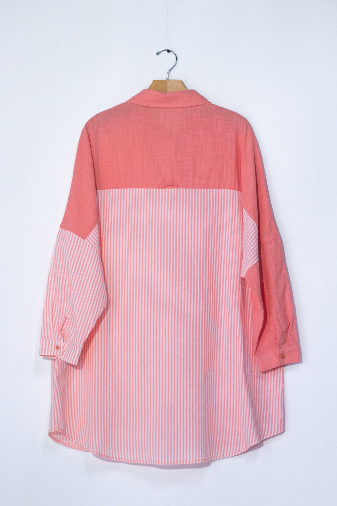 Bluson camisero rayas azul y coral