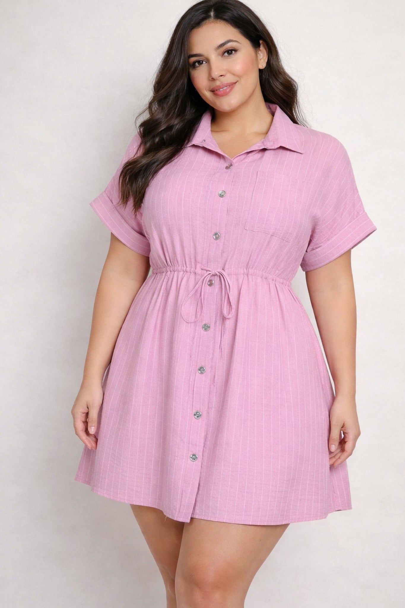 Vestido corto camisero c/lineas