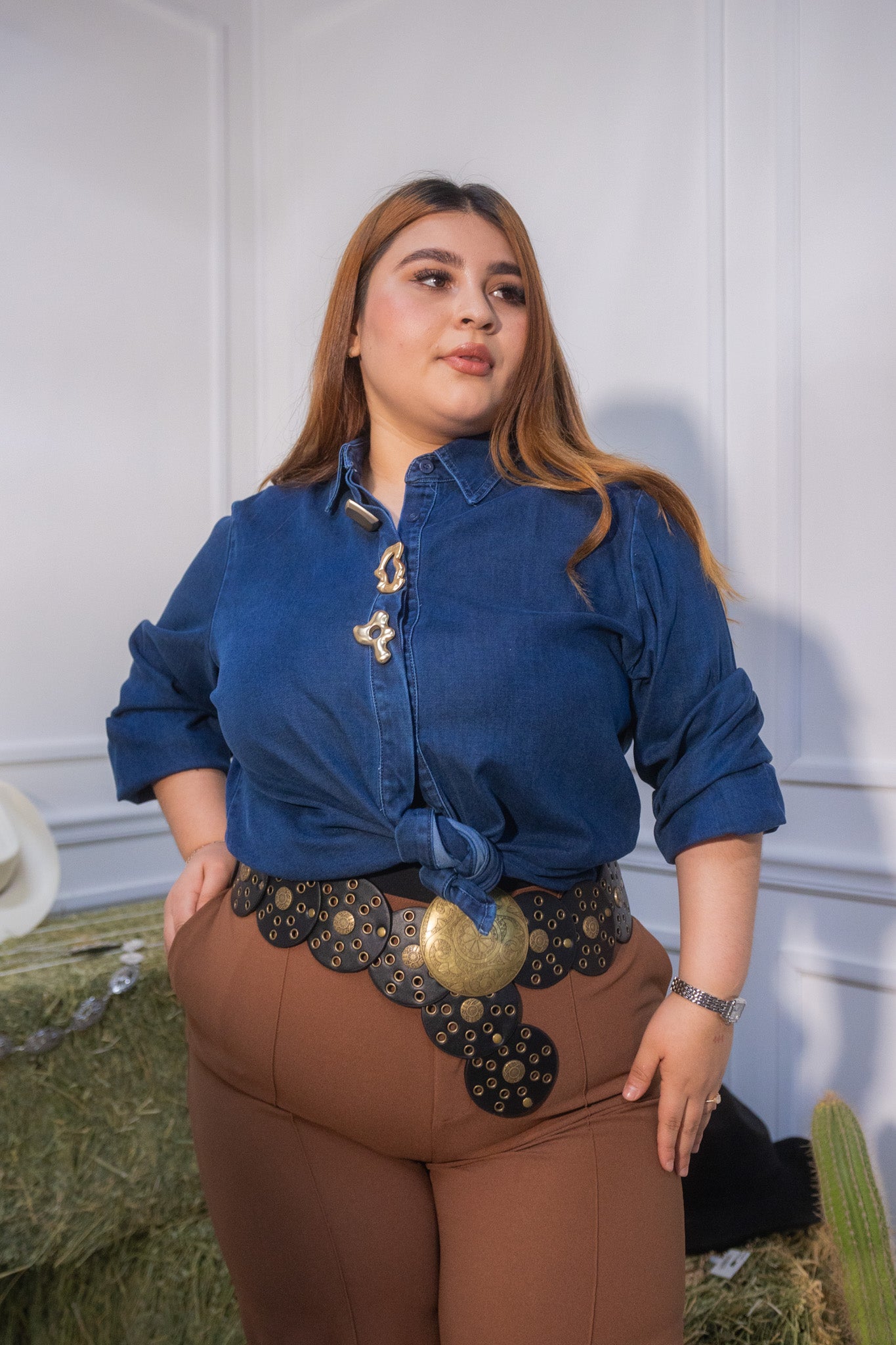 Camisa denim con botones osc