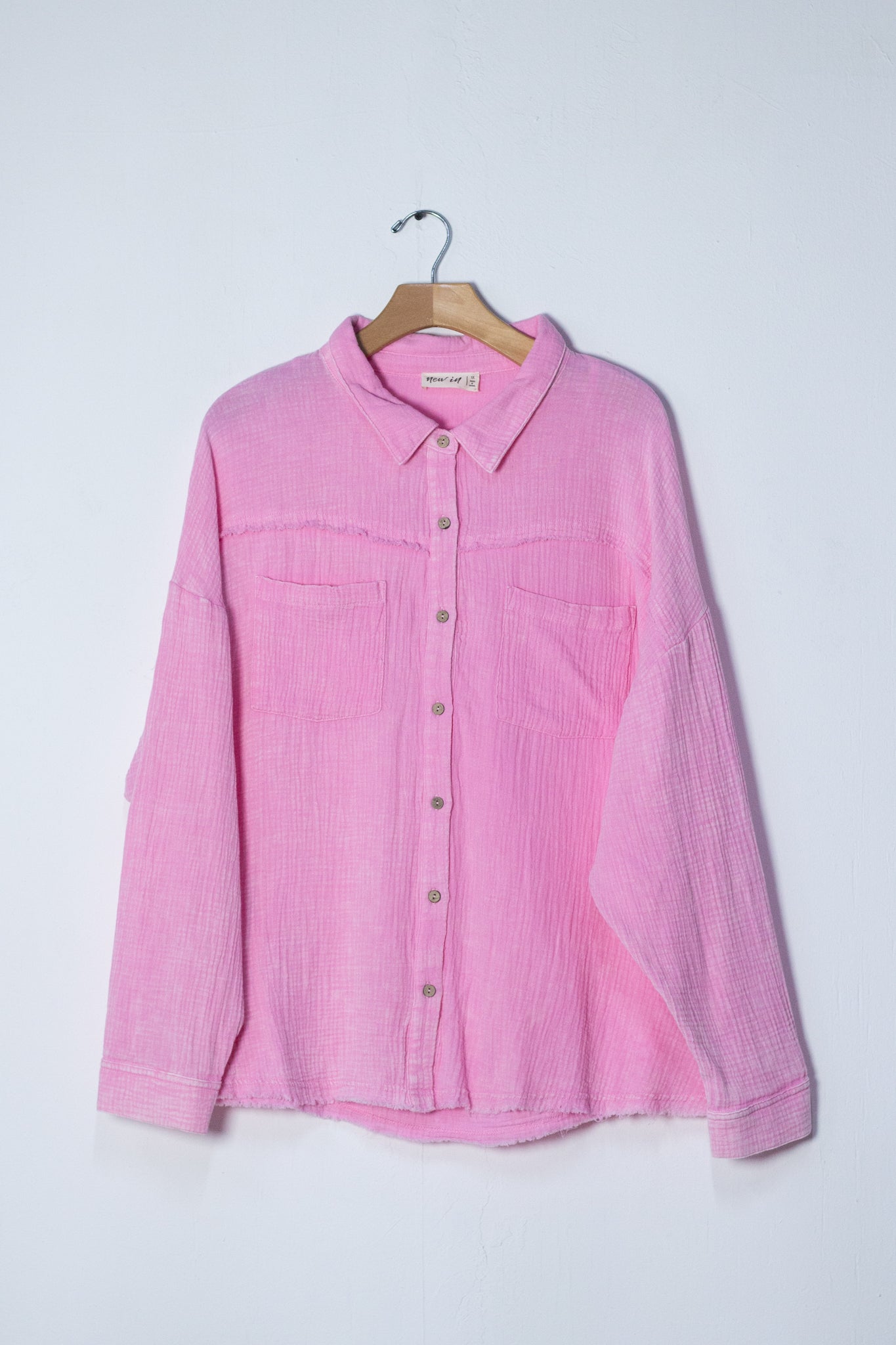 Camisa de algodon c/bolsa rosa