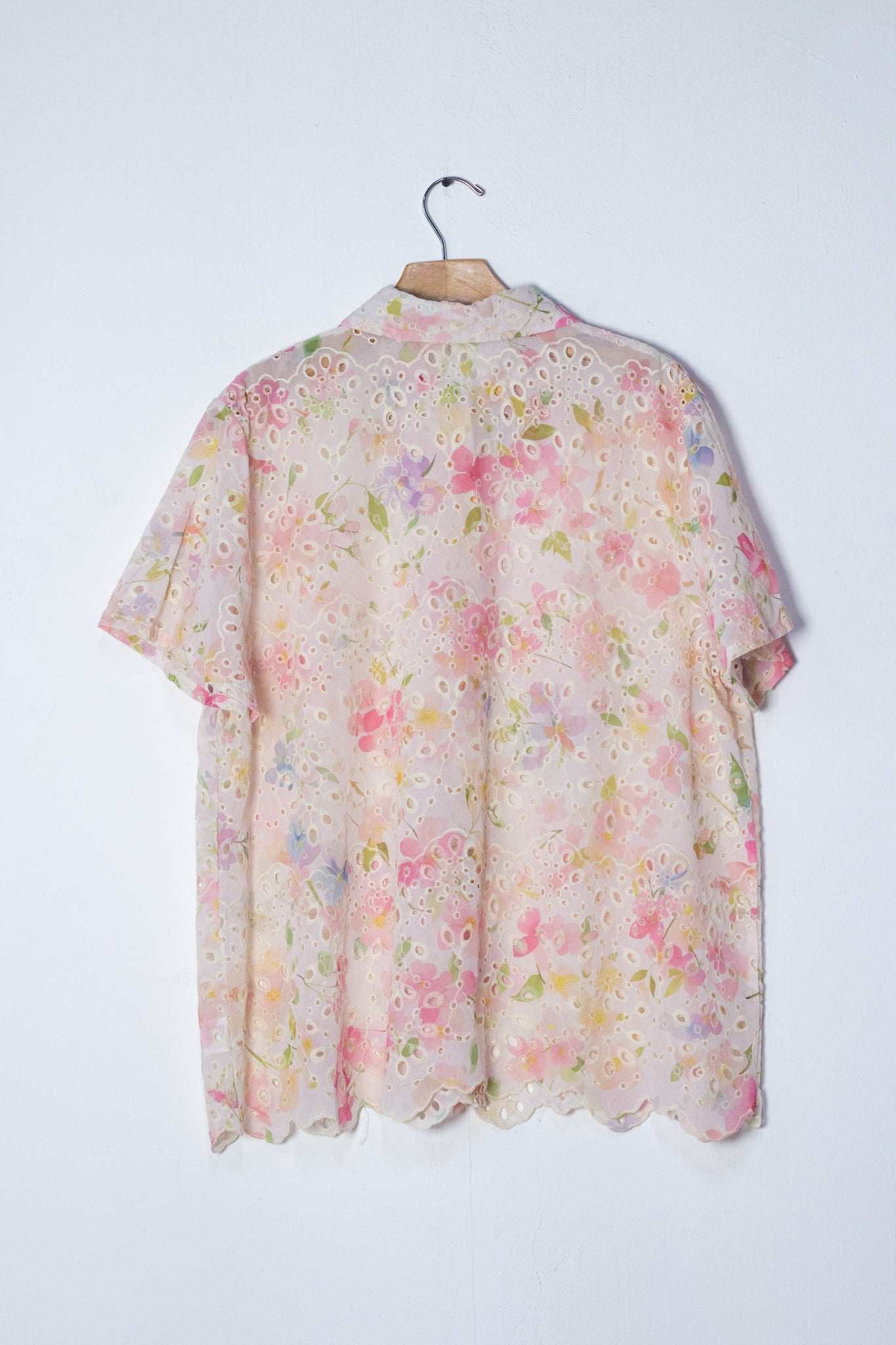 Camisa algodon bordado rosa