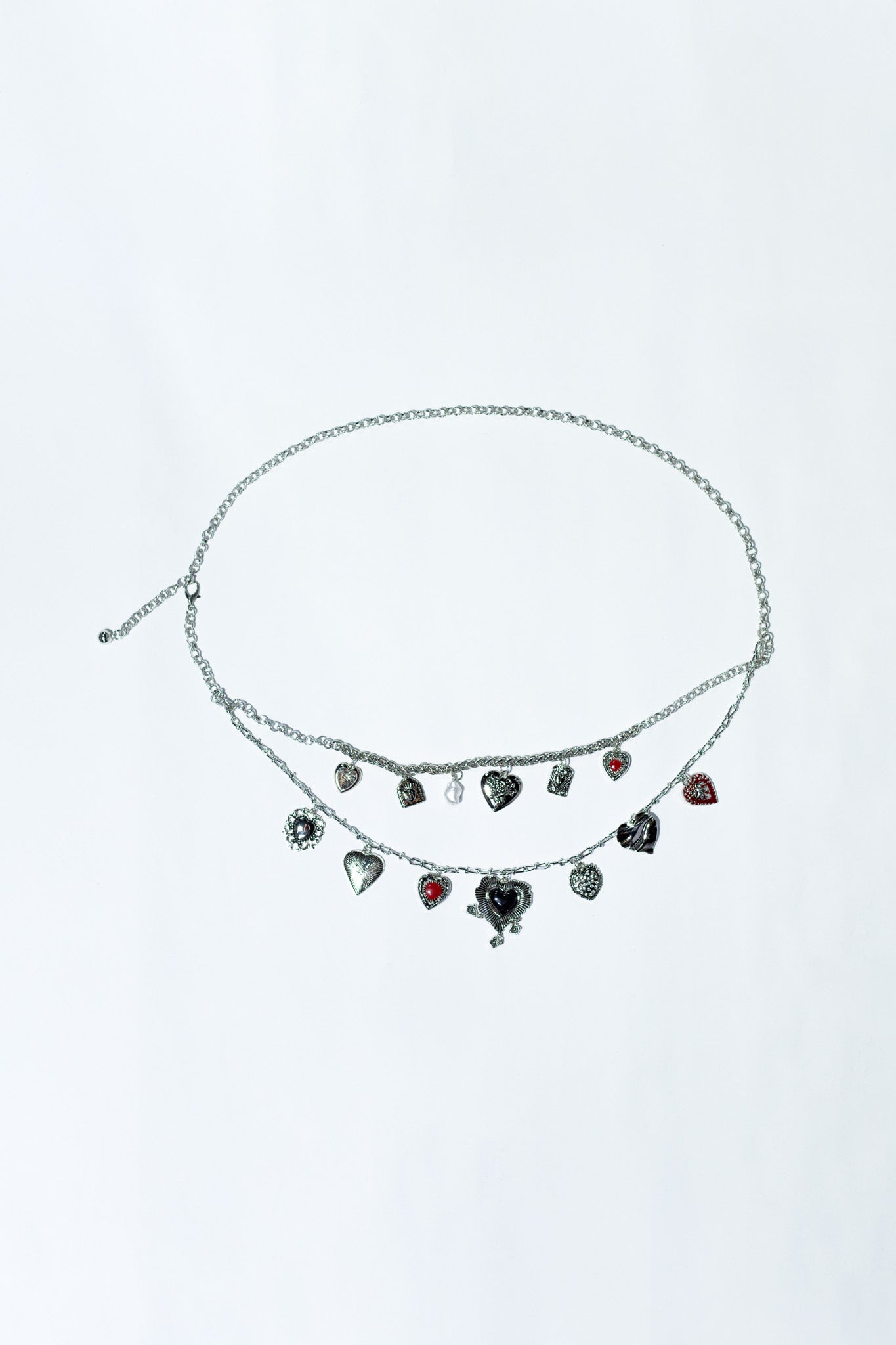 Cinto cadena corazones plata
