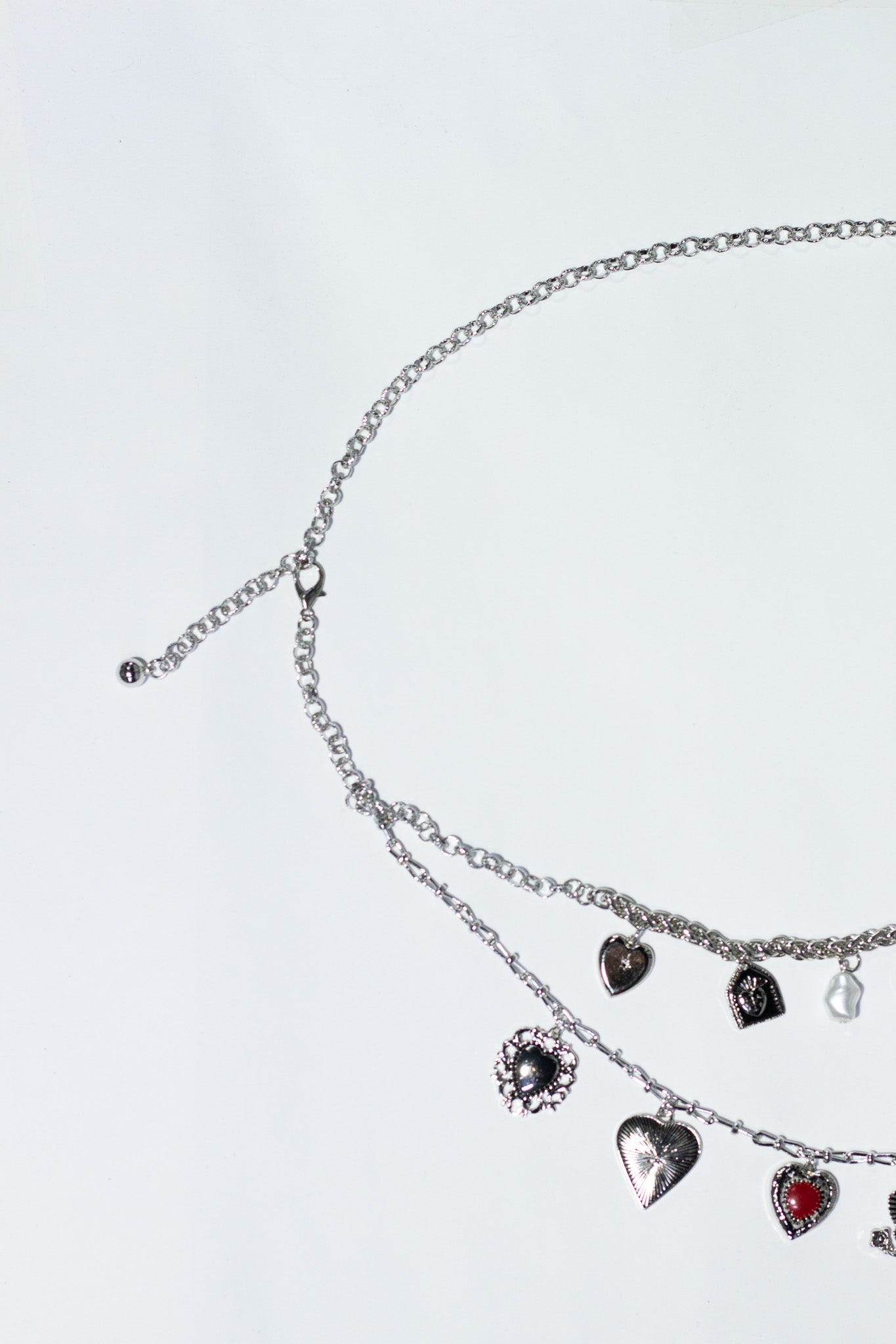Cinto cadena corazones plata