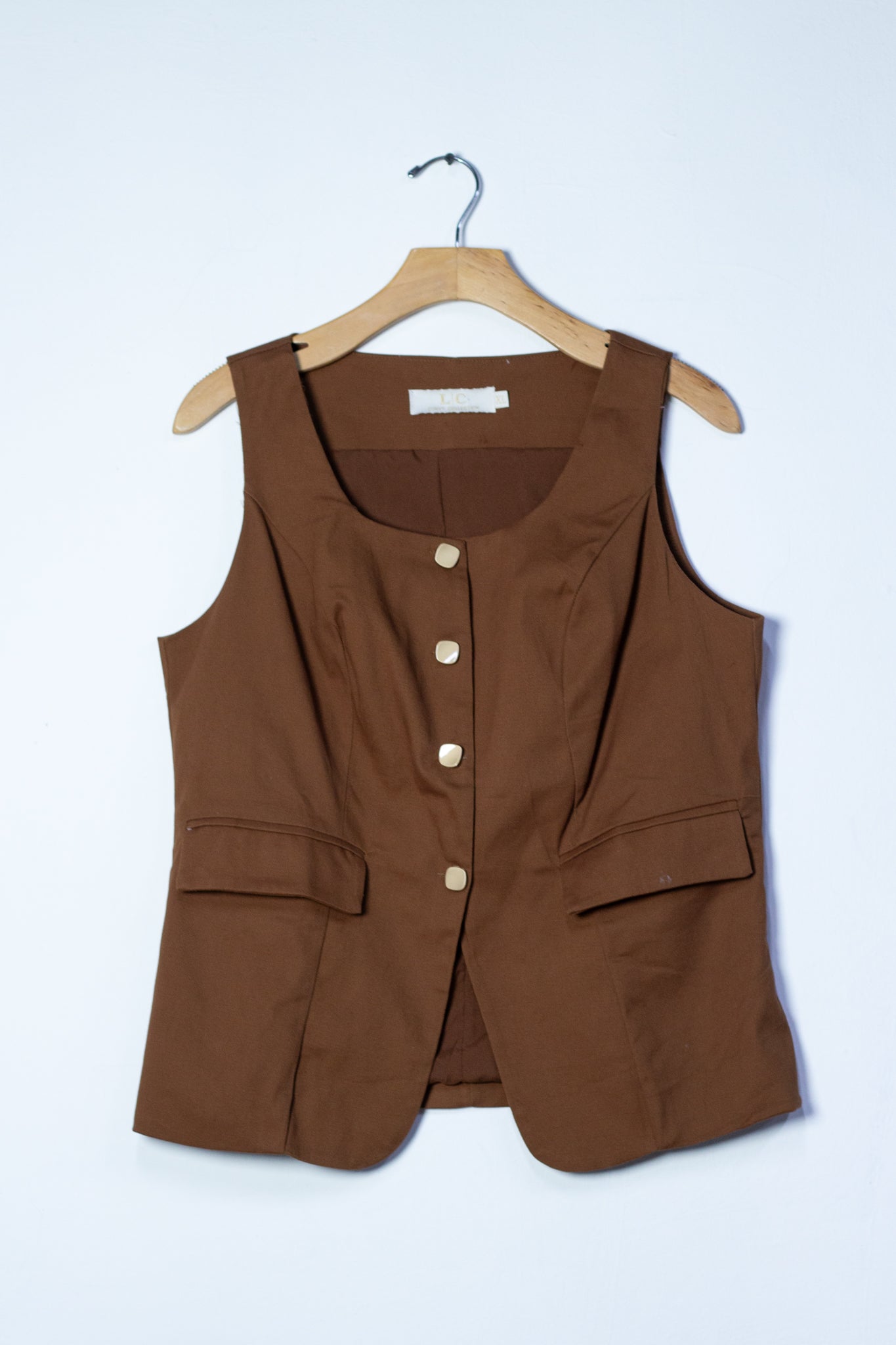 plain brown dress vest