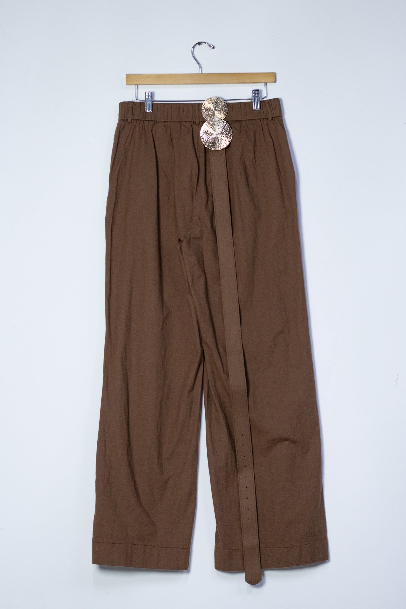 Pantalon lino c/cinto cafe