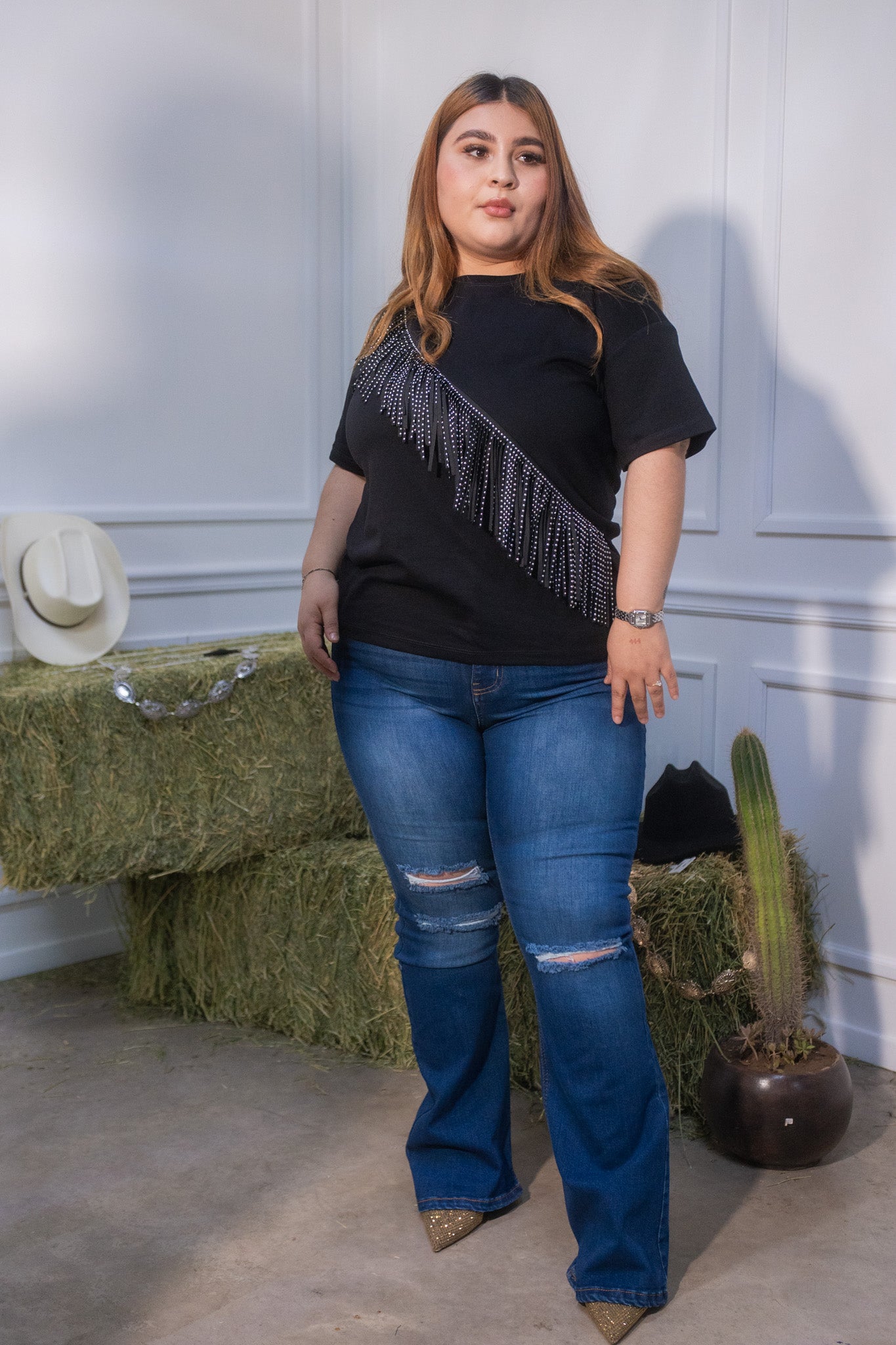 Jeans flare rasgado