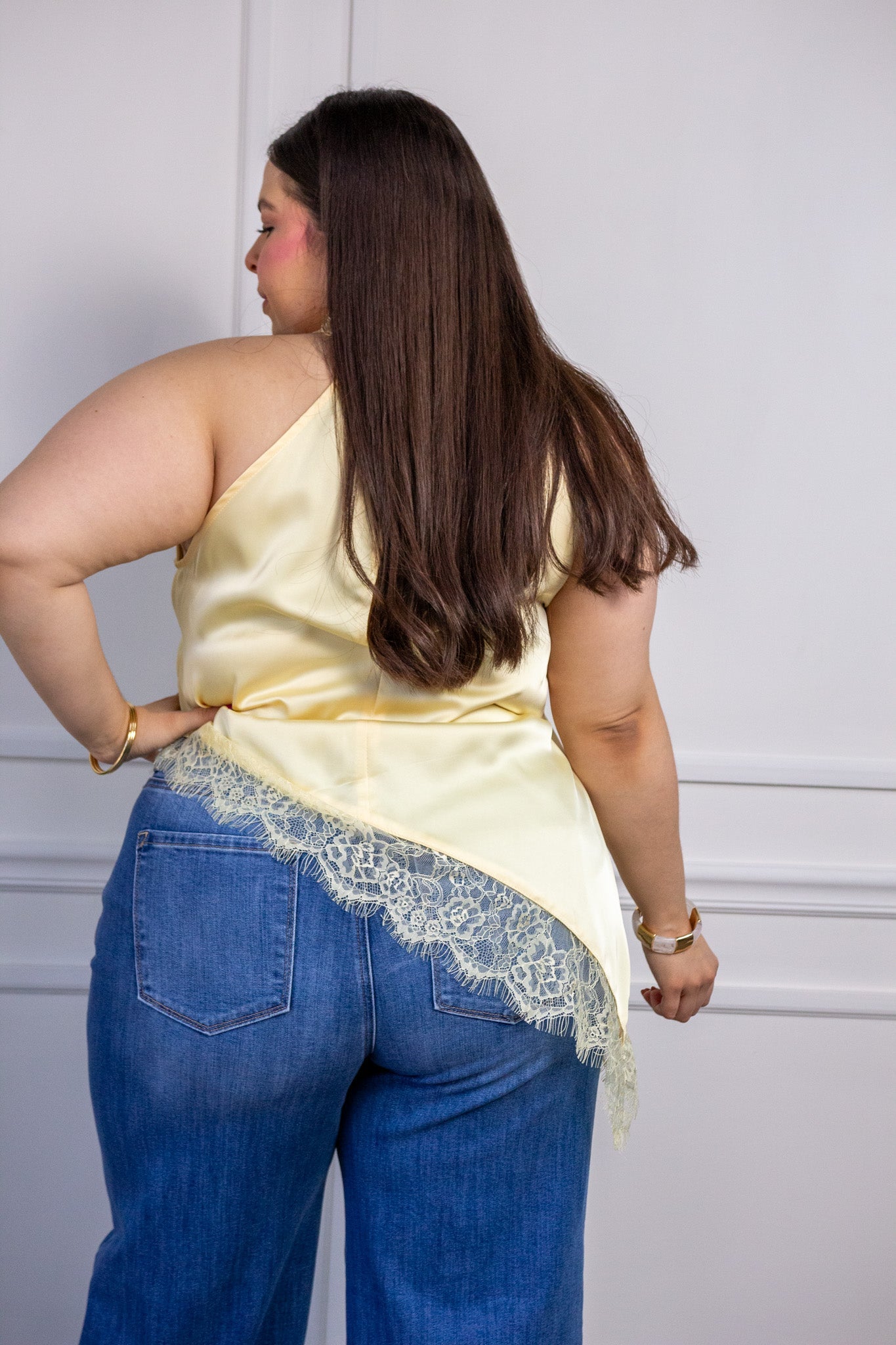 Top halter satin amarillo - 4