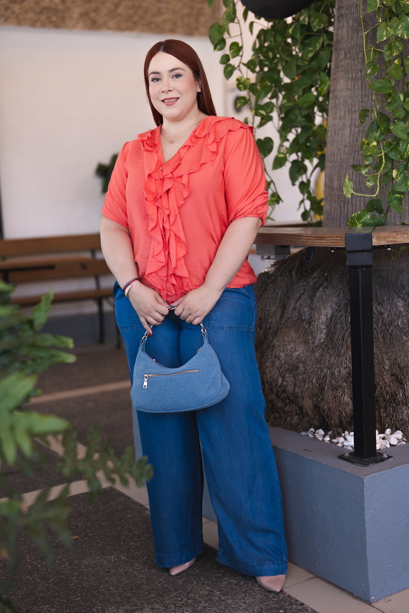 Pantalon tipo palazo denim