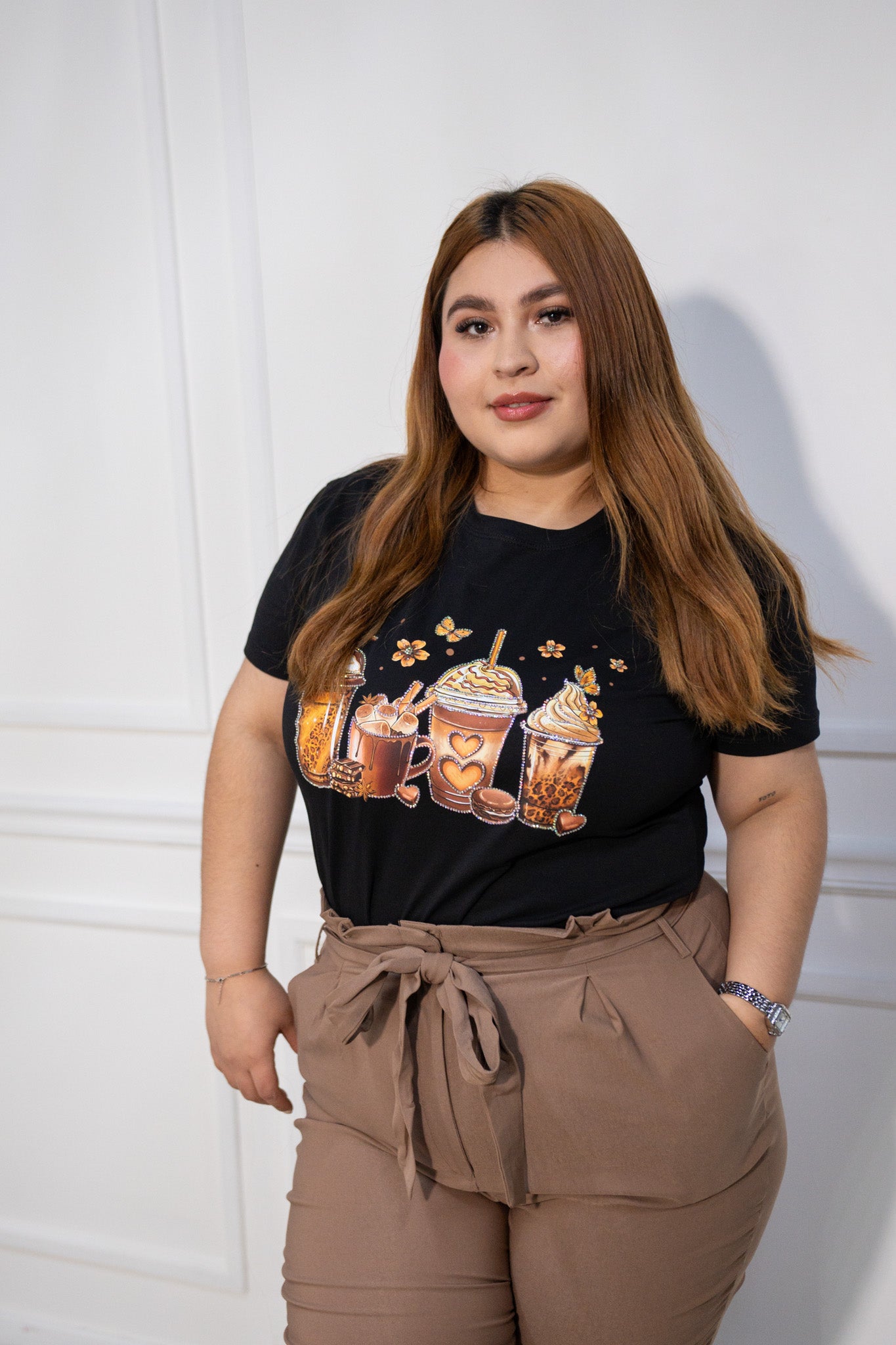 Pantalon de vestir con lazo negro