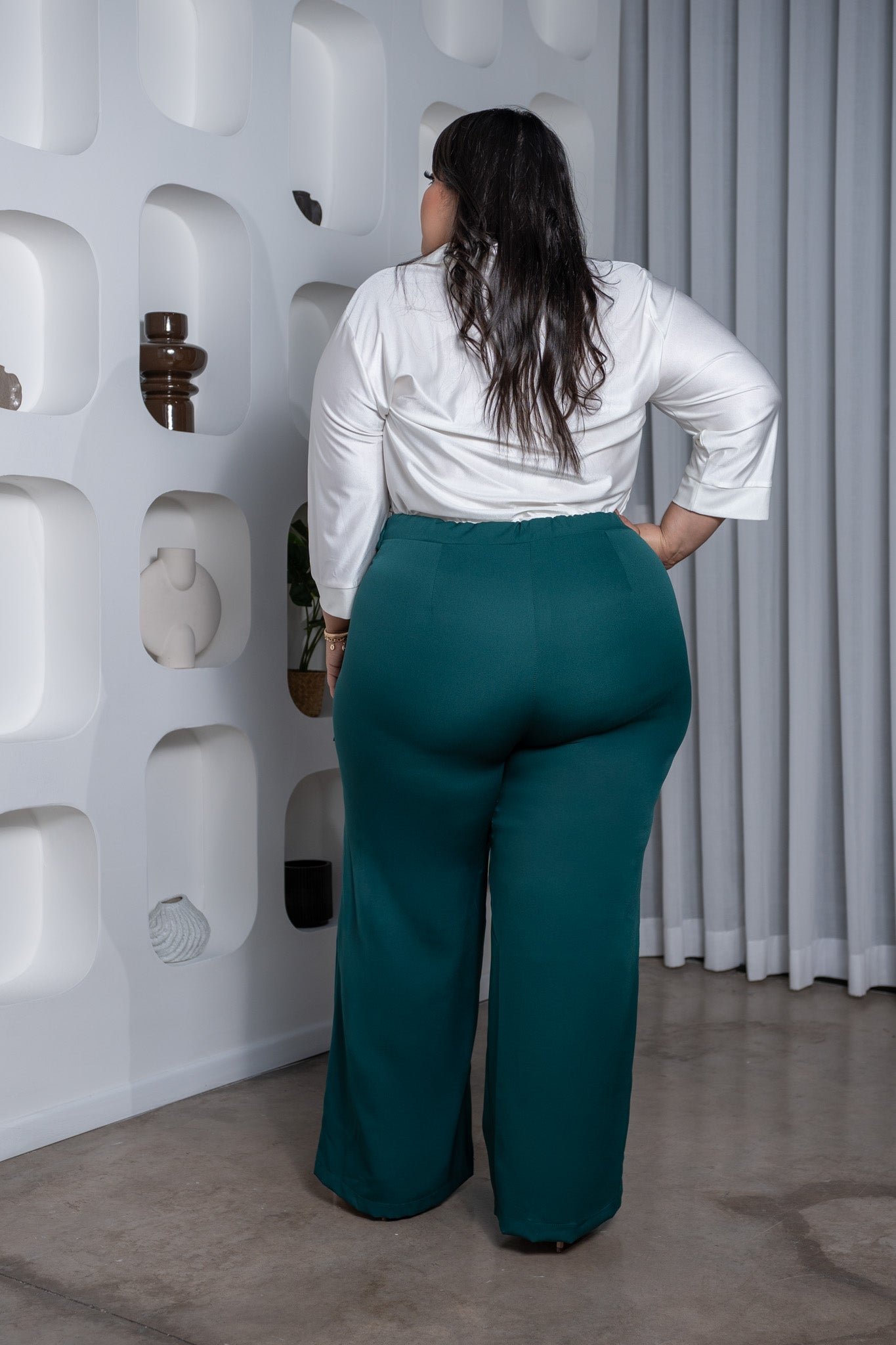 Pantalon tipo palazo c/cinto verde