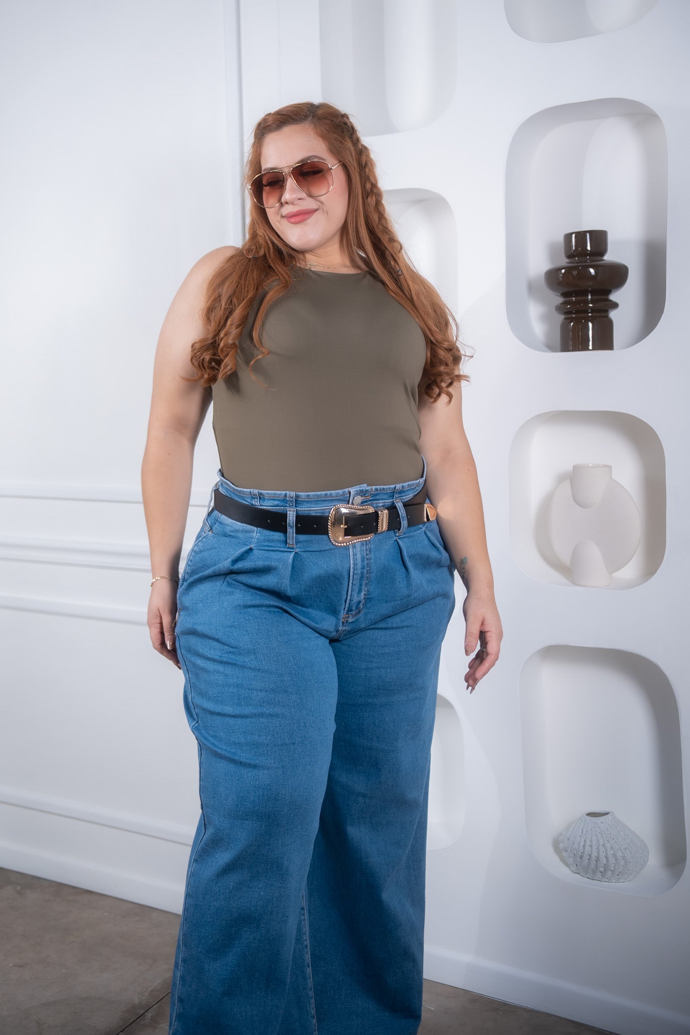 Panti blusa lisa olivo