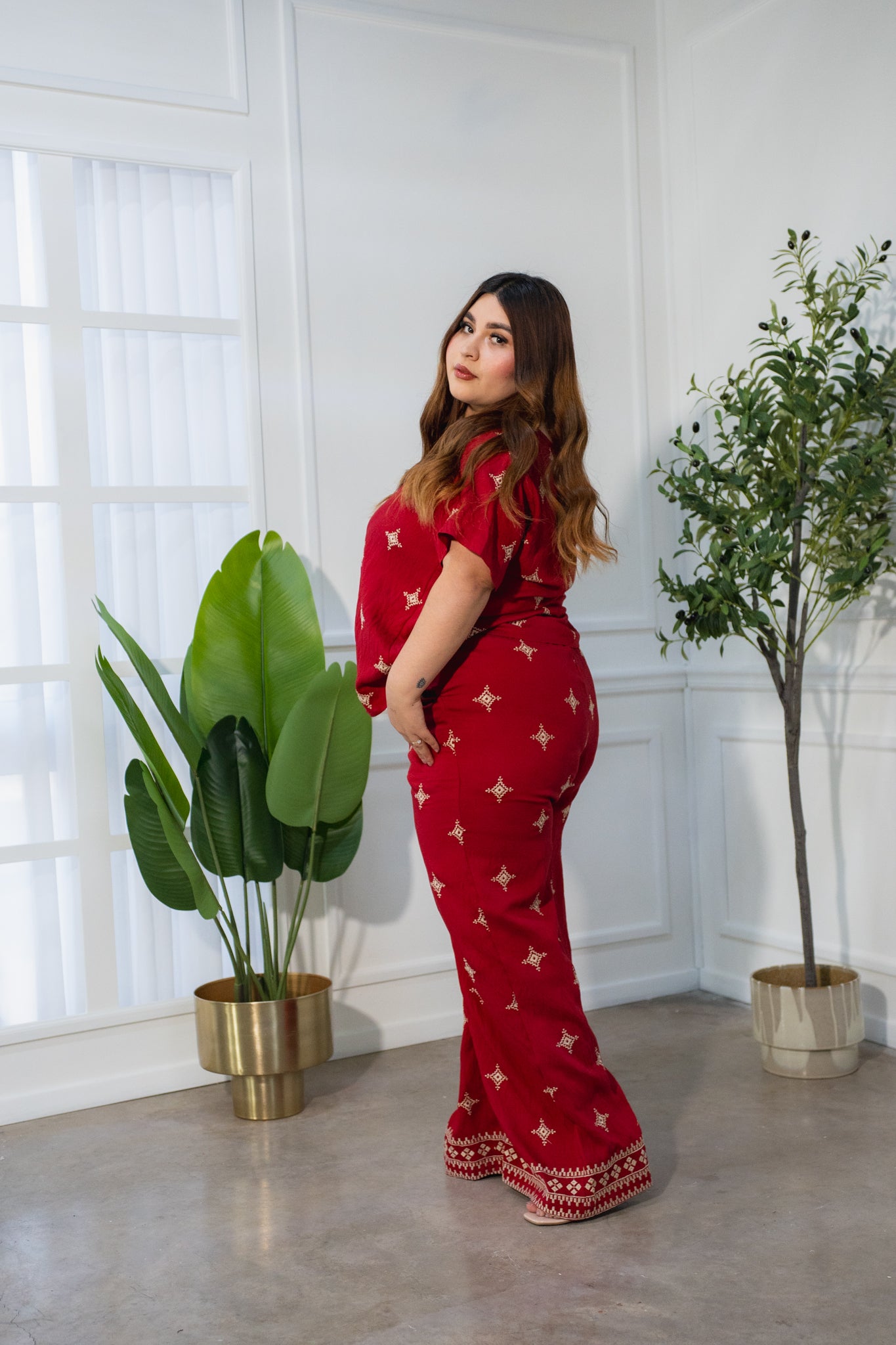 Set pantalon estampado tinto