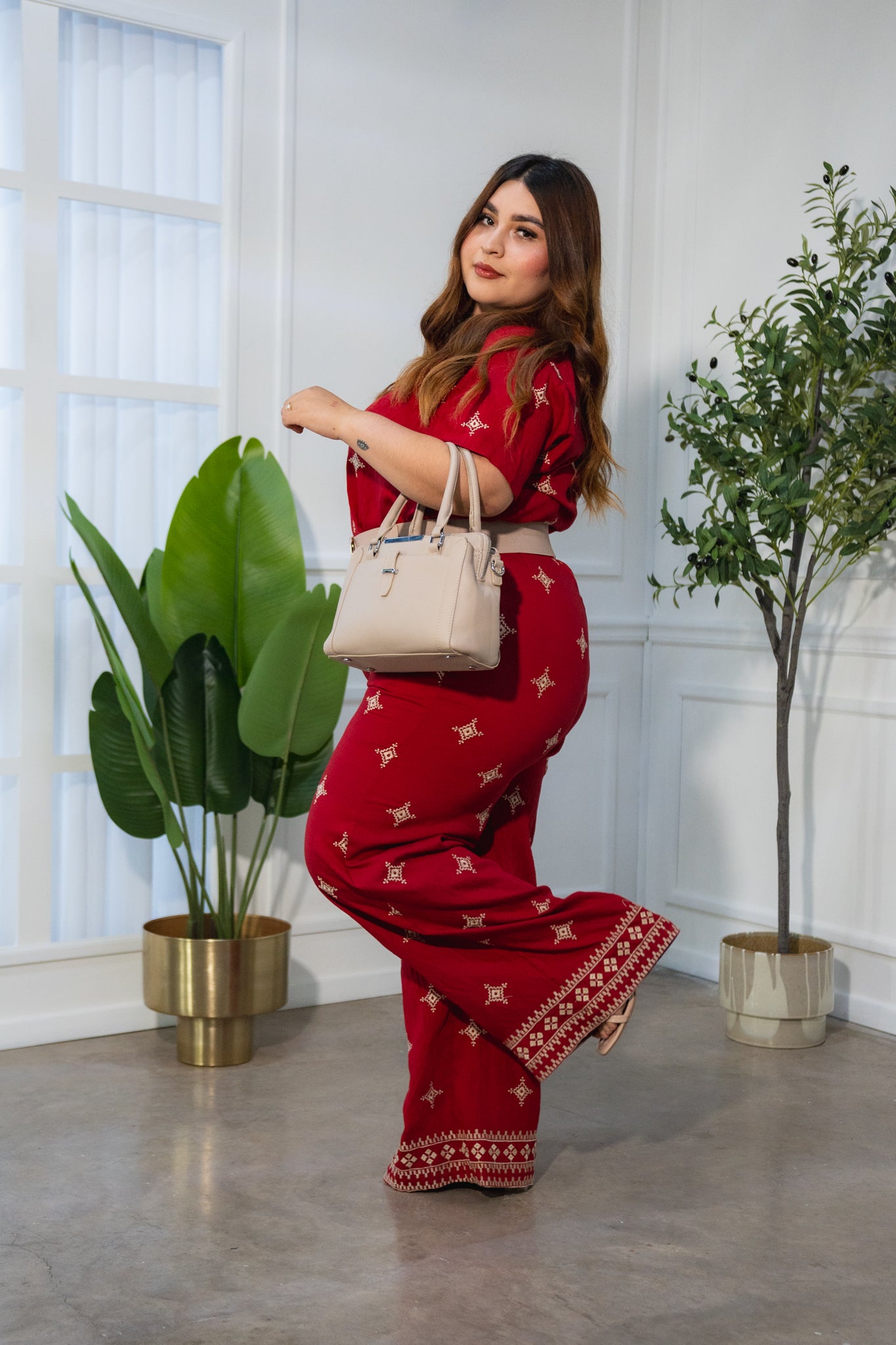 Set pantalon estampado tinto