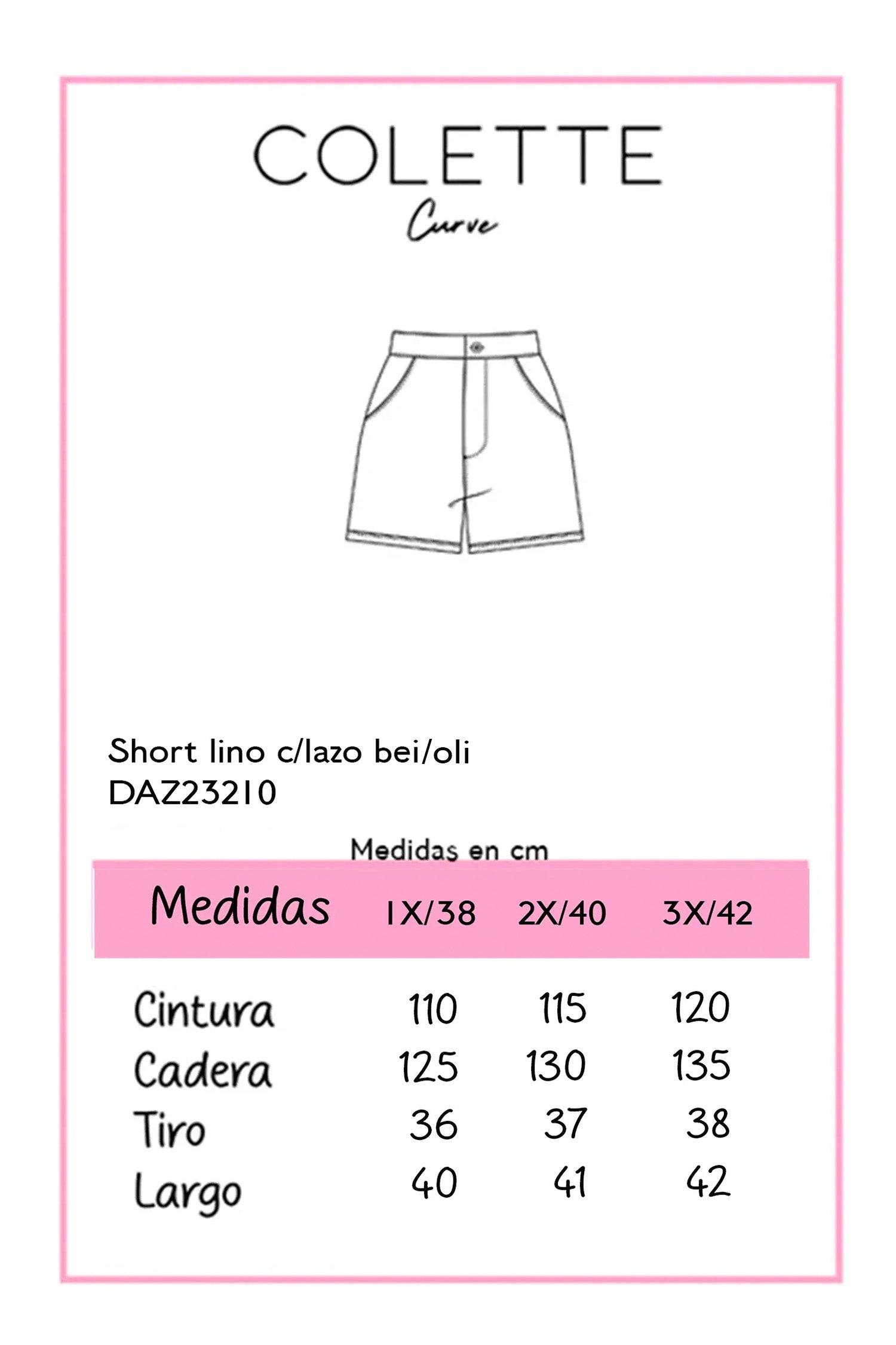 Short corto de lino con cintura elástica. Uso diario y looks casuales.