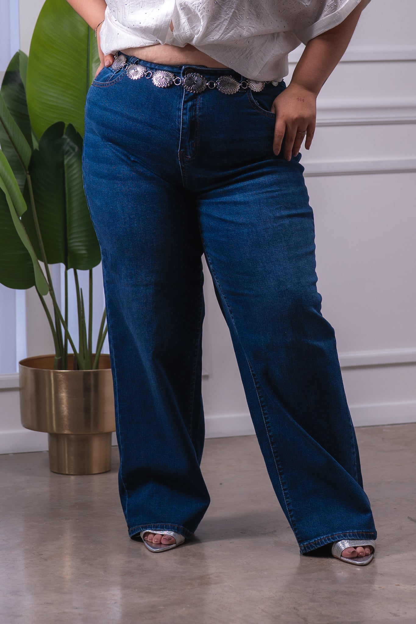 Jeans wide leg liso osc